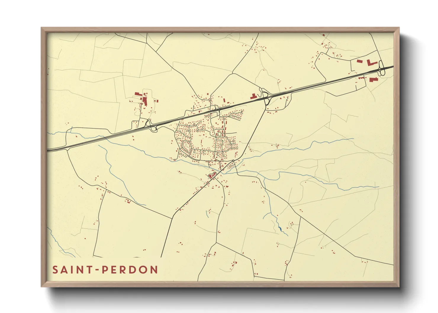 Une affiche de carte sur Saint-Perdon