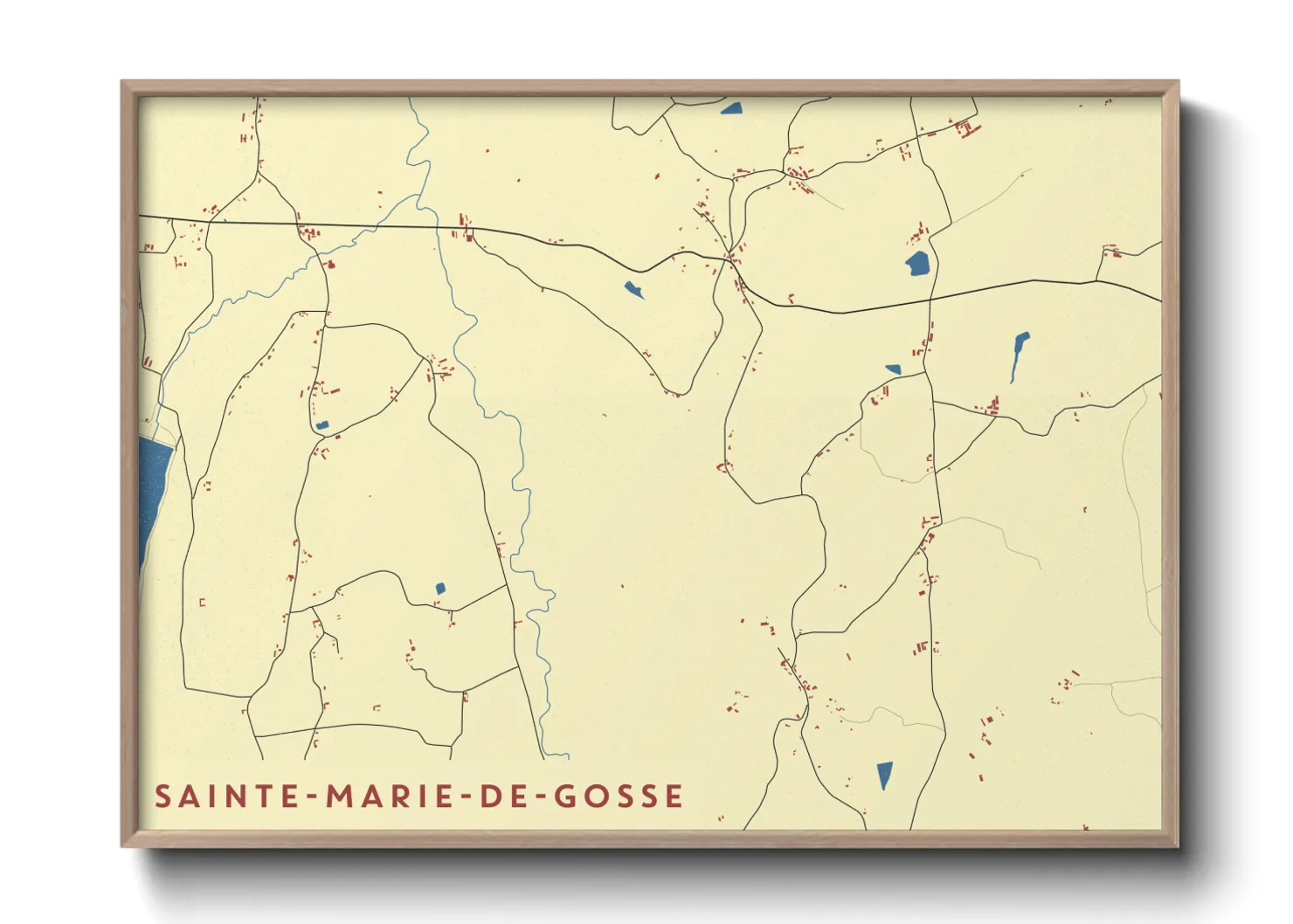 Une affiche de carte sur Sainte-Marie-de-Gosse