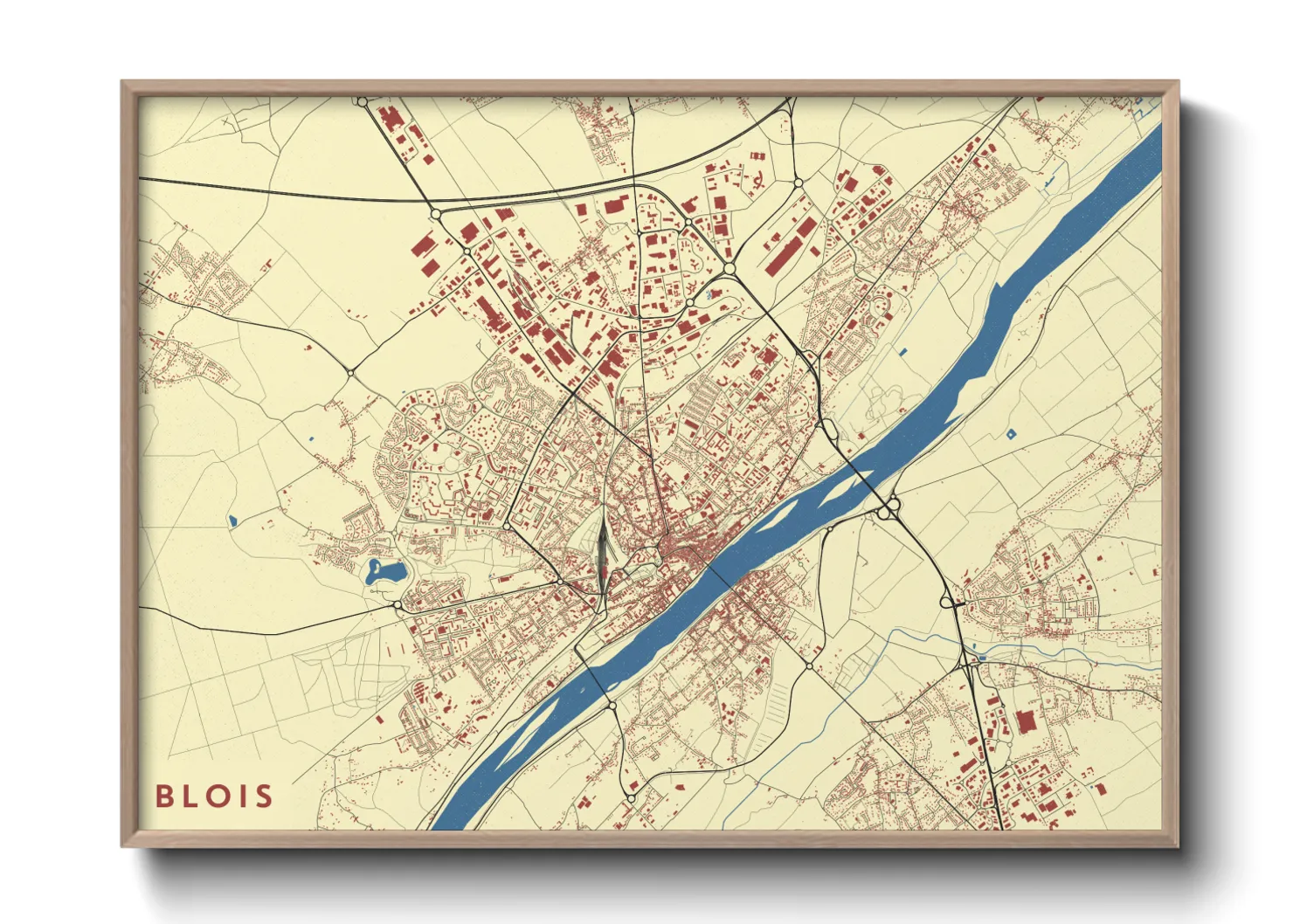 Une affiche de carte sur Blois