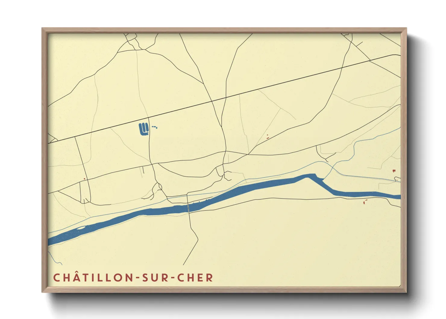 Une affiche de carte sur Châtillon-sur-Cher