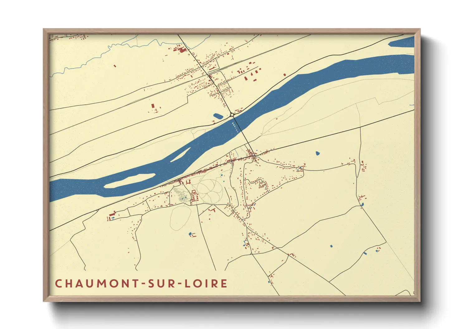 Une affiche de carte sur Chaumont-sur-Loire