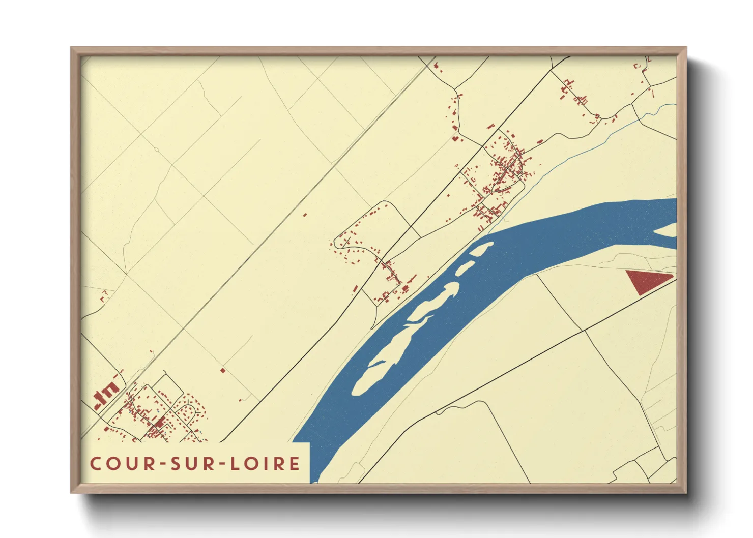 Une affiche de carte sur Cour-sur-Loire