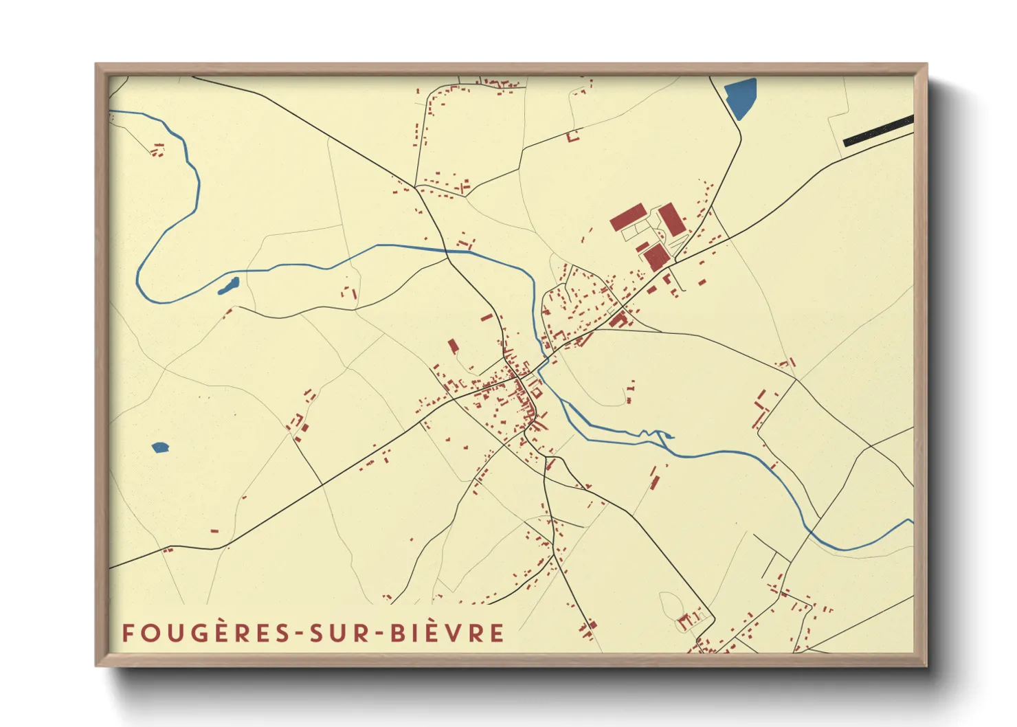 Une affiche de carte sur Fougères-sur-Bièvre
