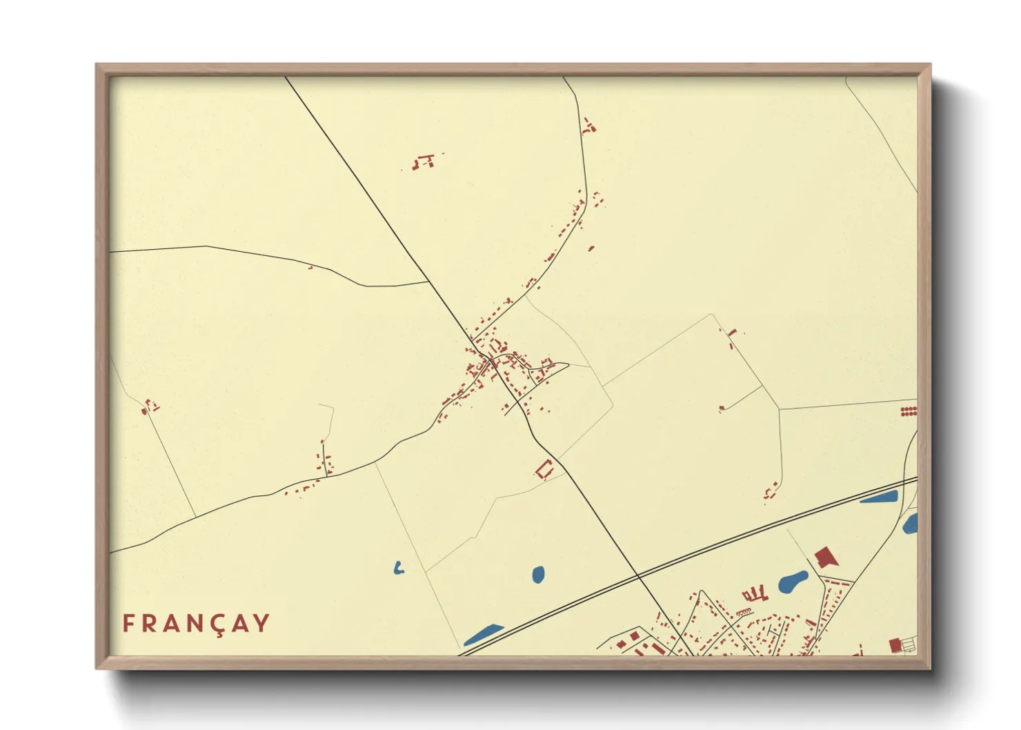 Une affiche de carte sur Françay