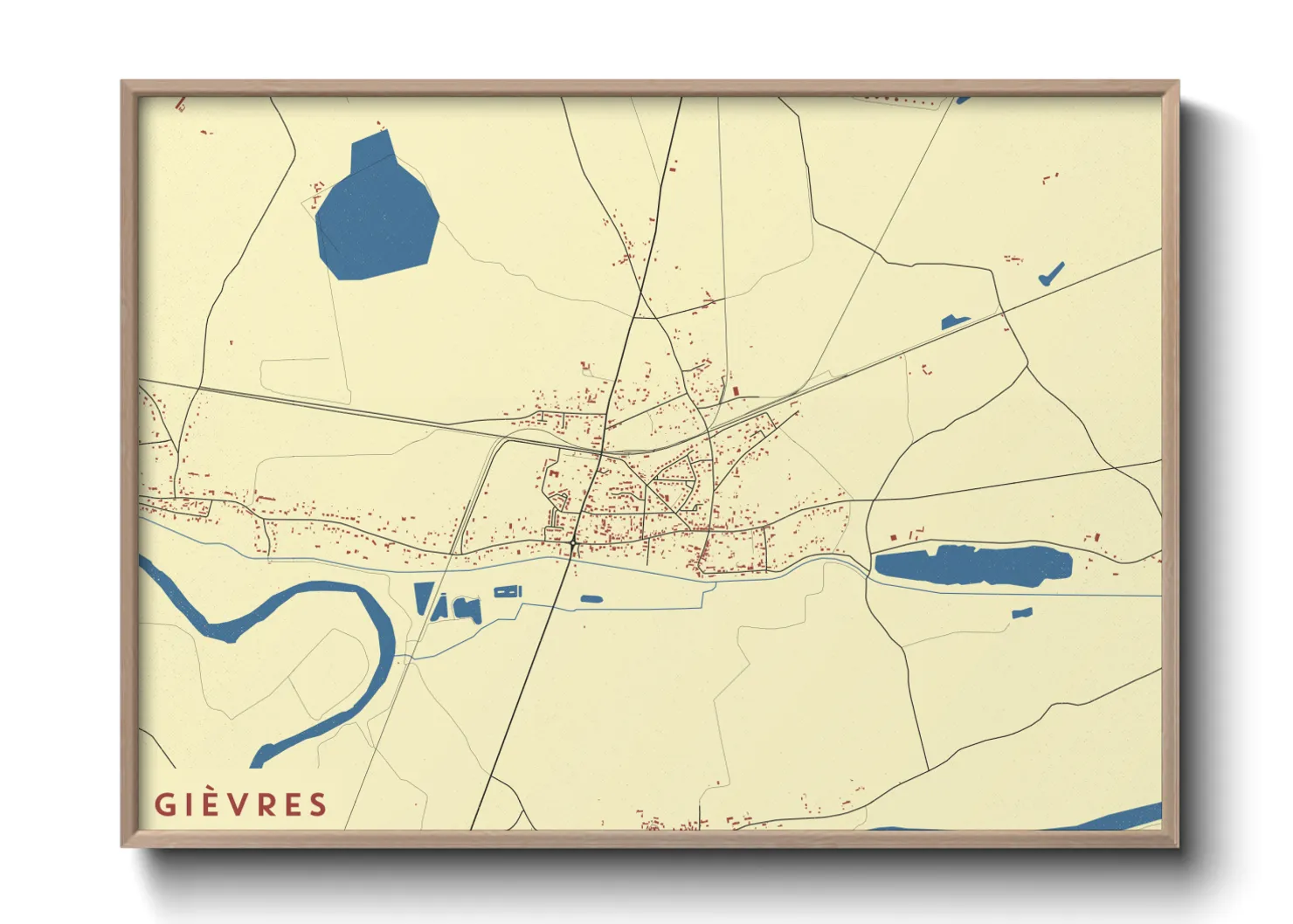 Une affiche de carte sur Gièvres