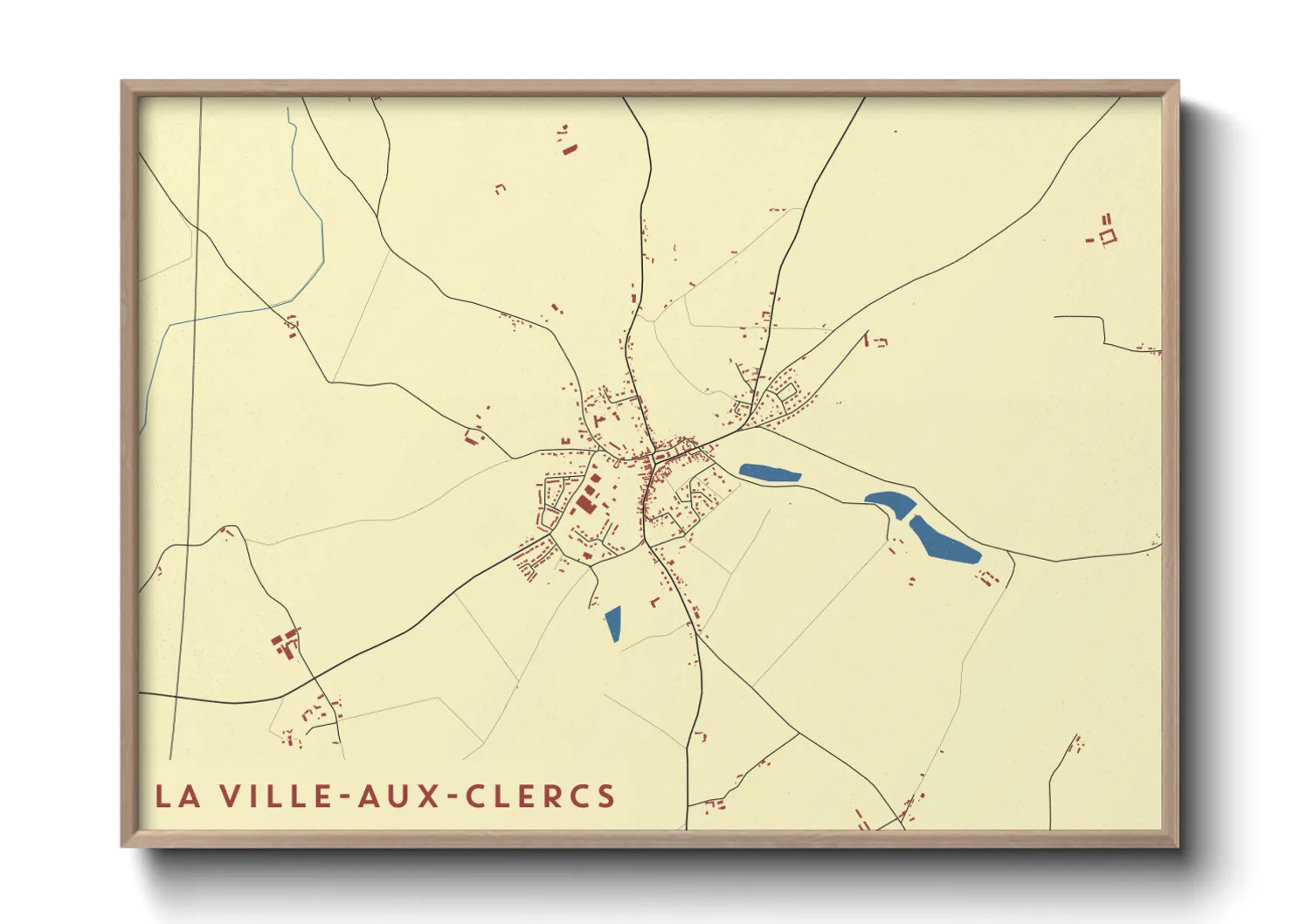 Une affiche de carte sur La Ville-aux-Clercs