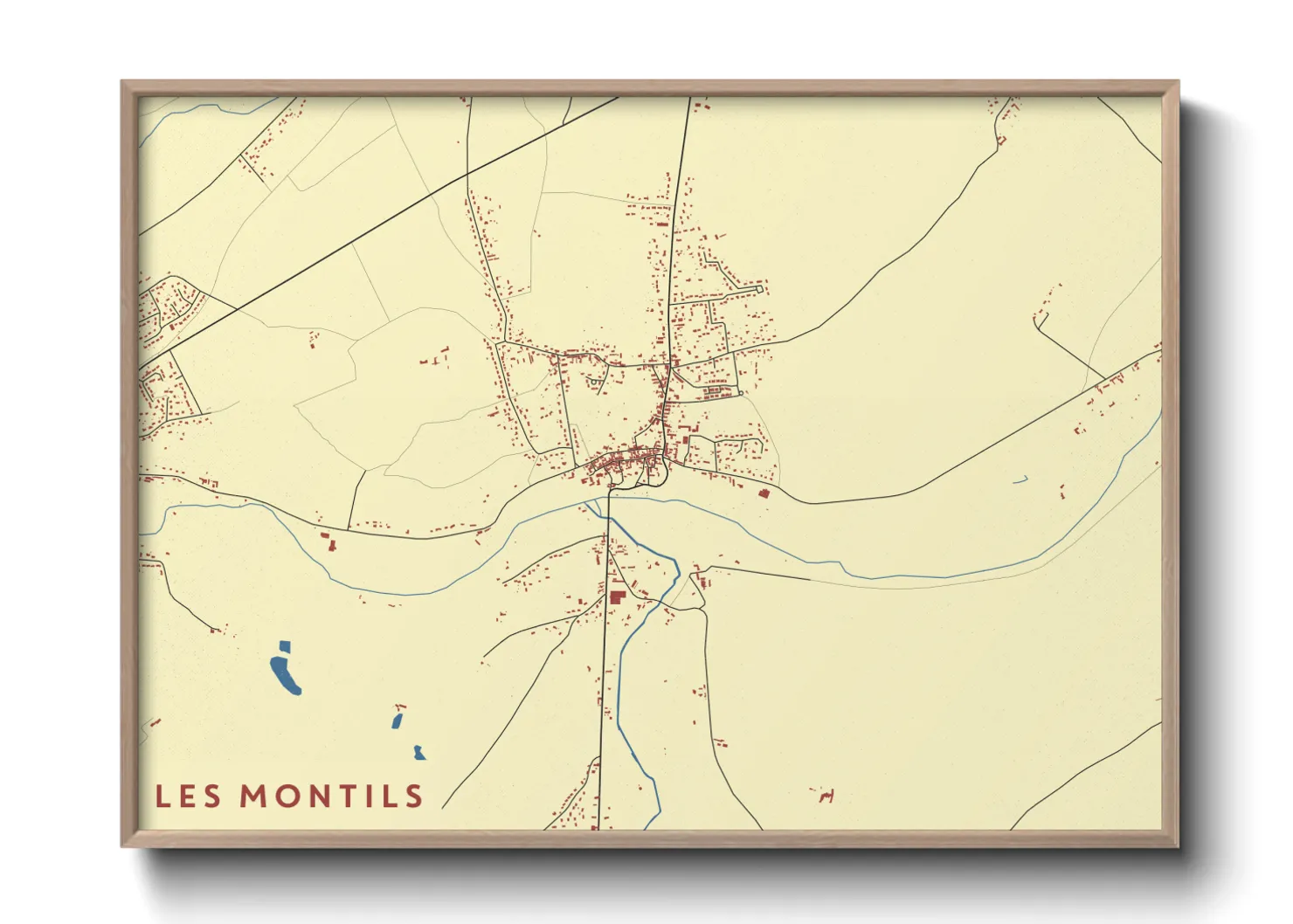 Une affiche de carte sur Les Montils