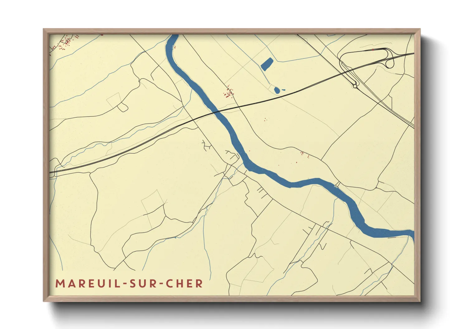 Une affiche de carte sur Mareuil-sur-Cher