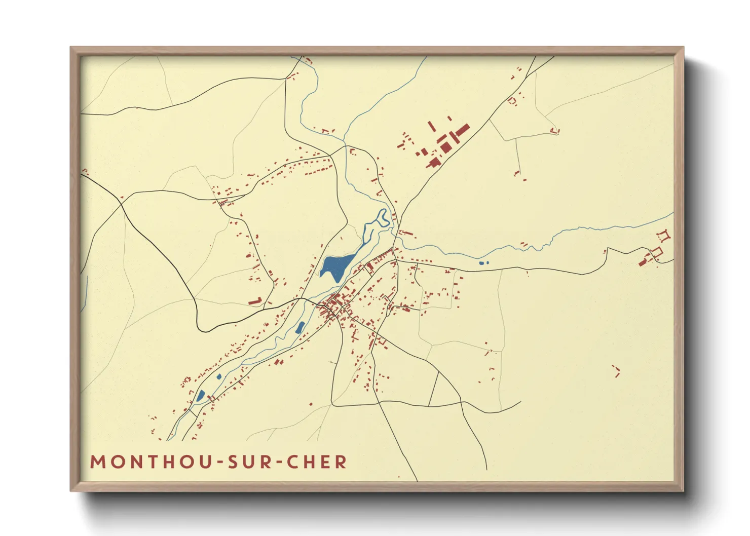 Une affiche de carte sur Monthou-sur-Cher