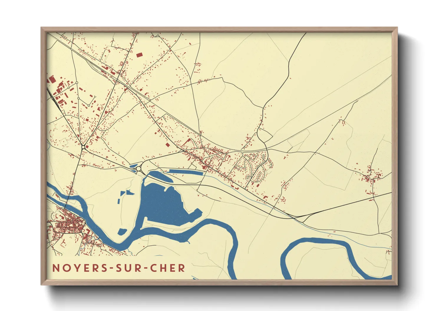 Une affiche de carte sur Noyers-sur-Cher