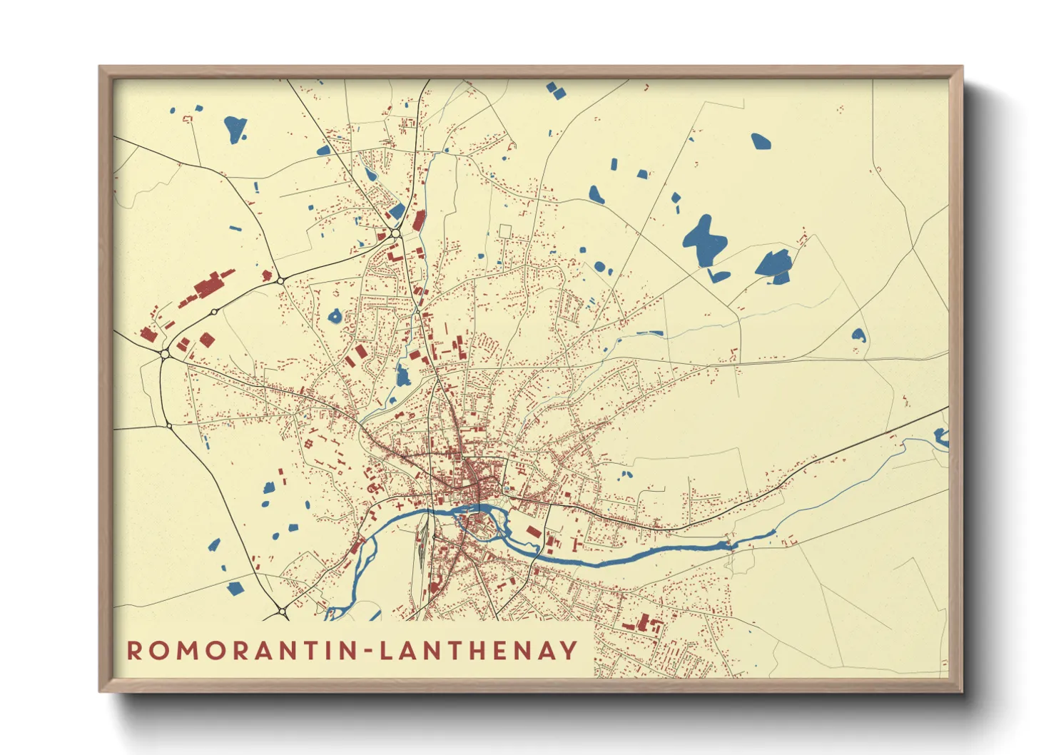 Une affiche de carte sur Romorantin-Lanthenay