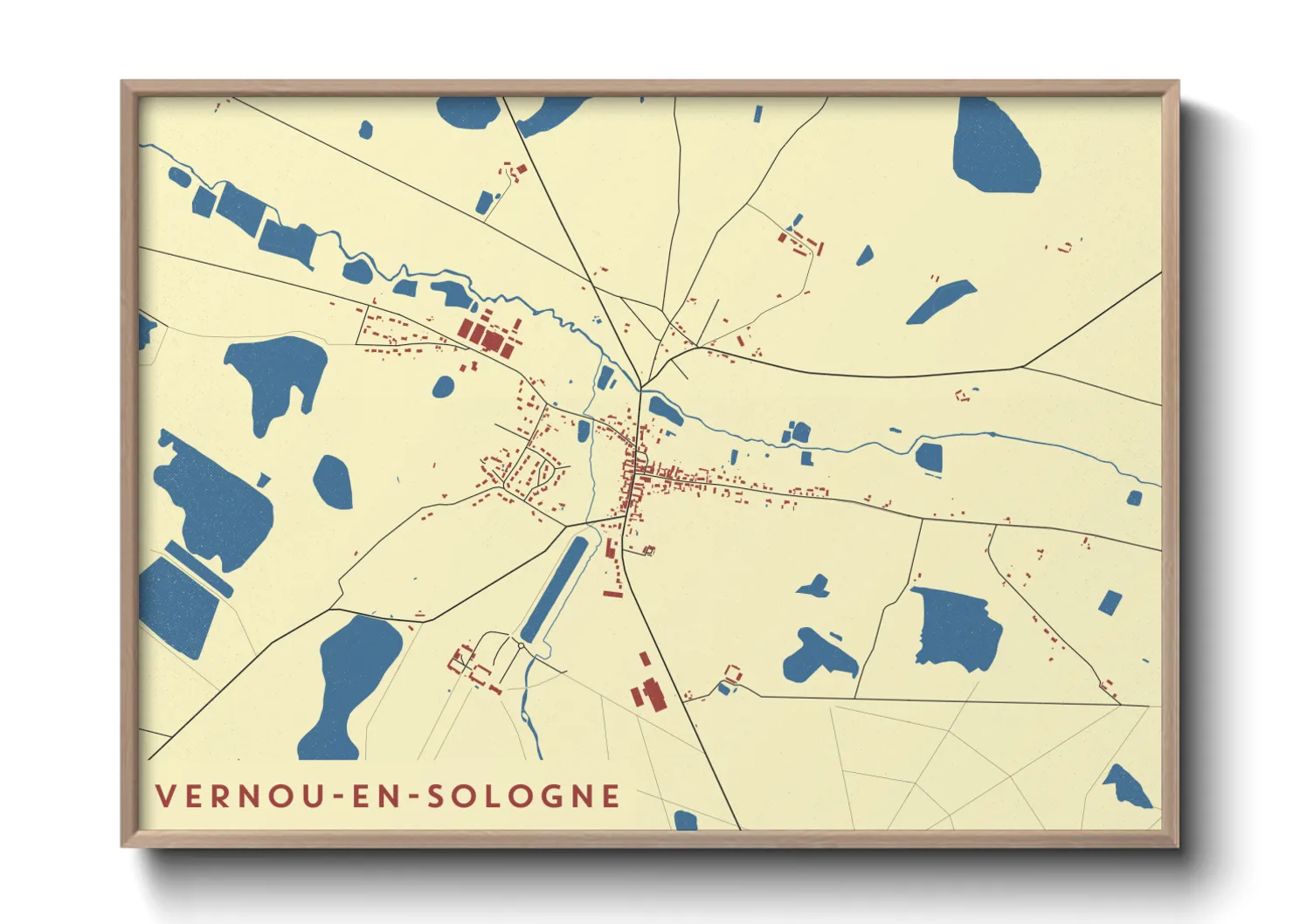 Une affiche de carte sur Vernou-en-Sologne