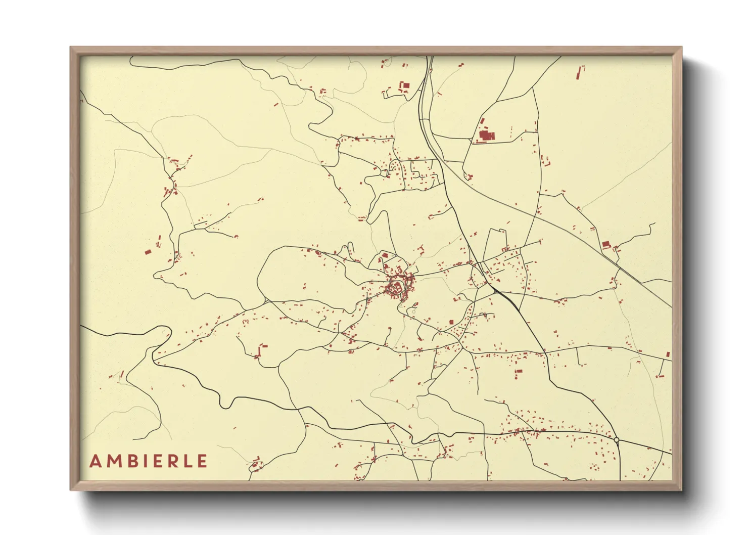 Une affiche de carte sur Ambierle