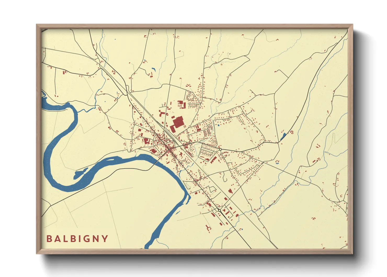 Une affiche de carte sur Balbigny