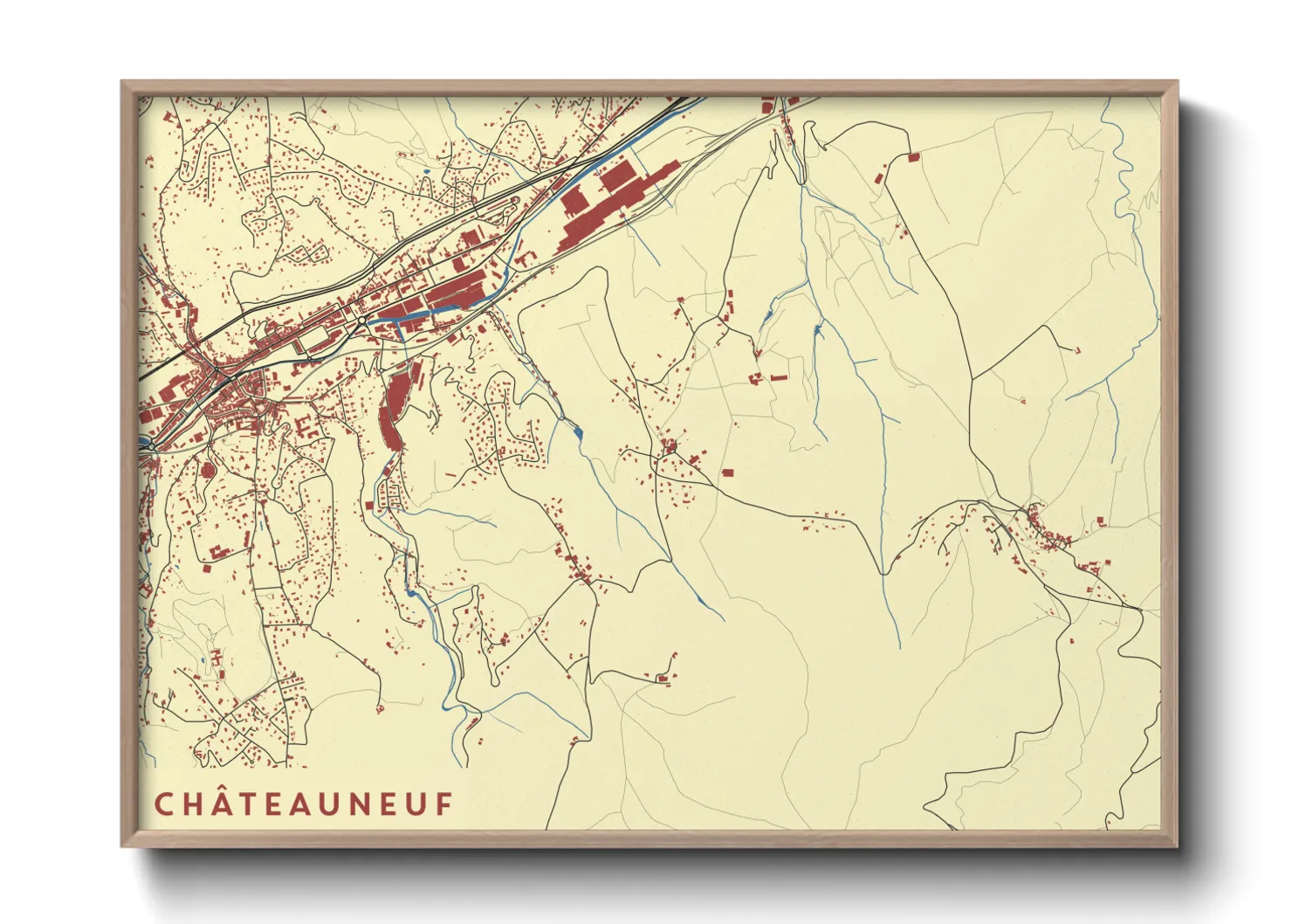 Une affiche de carte sur Châteauneuf