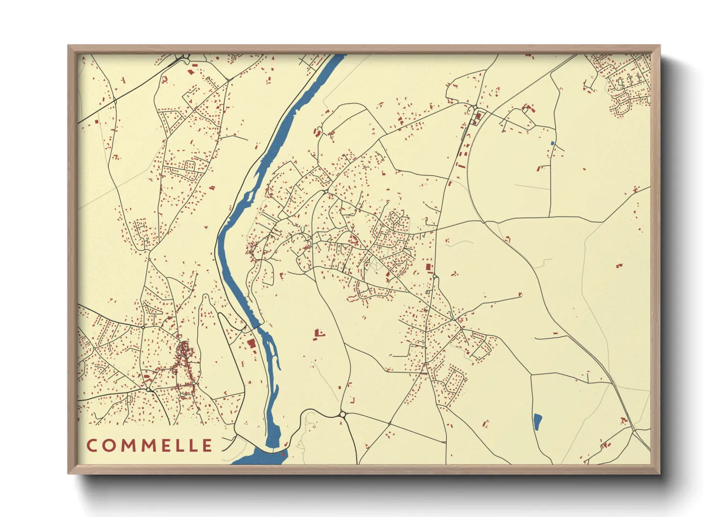 Une affiche de carte sur Commelle