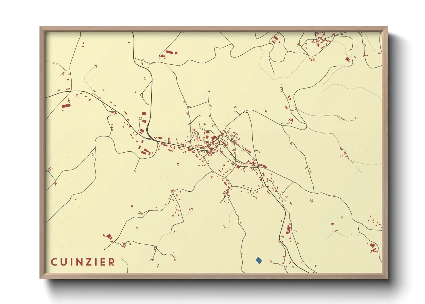 Une affiche de carte sur Cuinzier