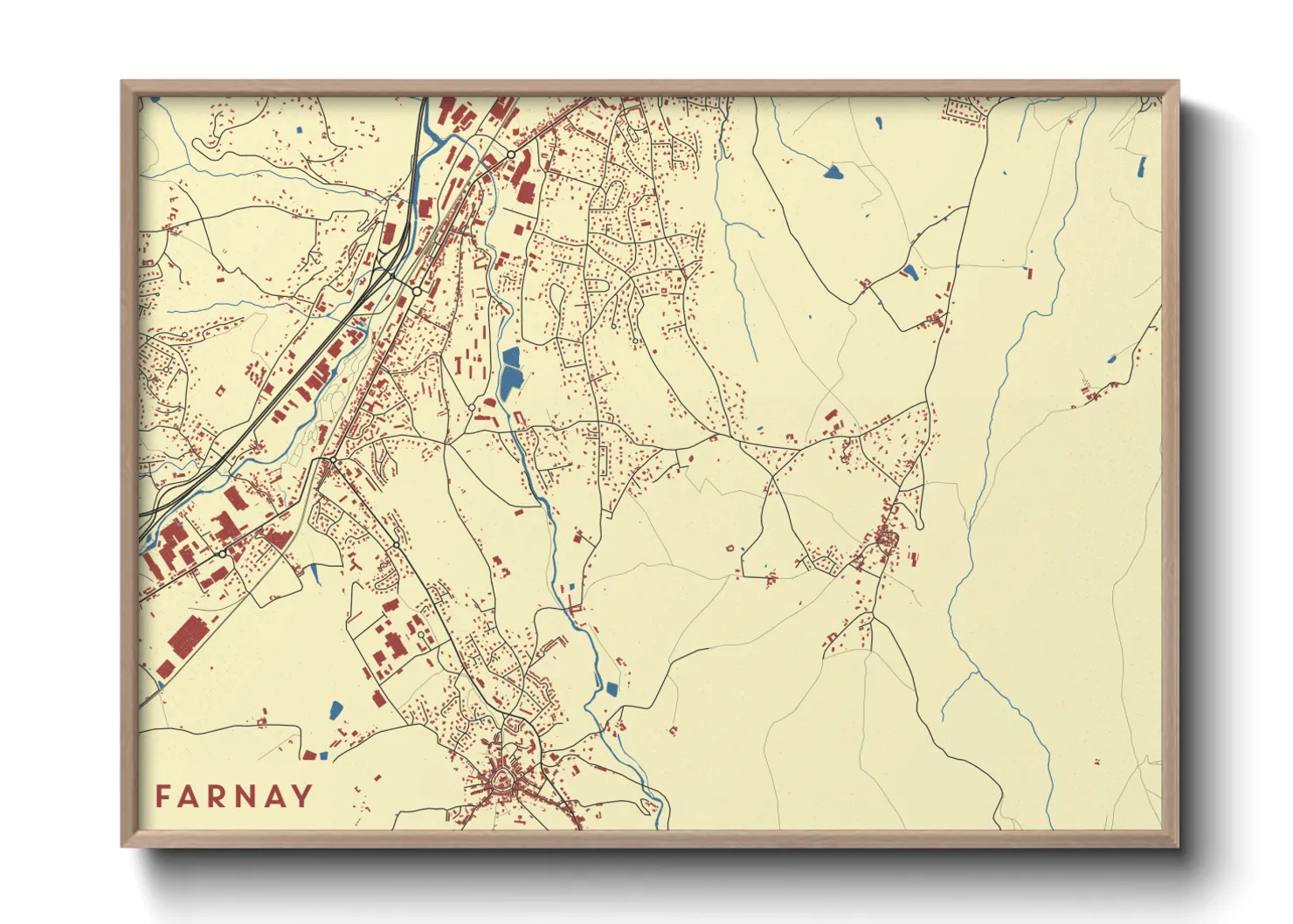 Une affiche de carte sur Farnay