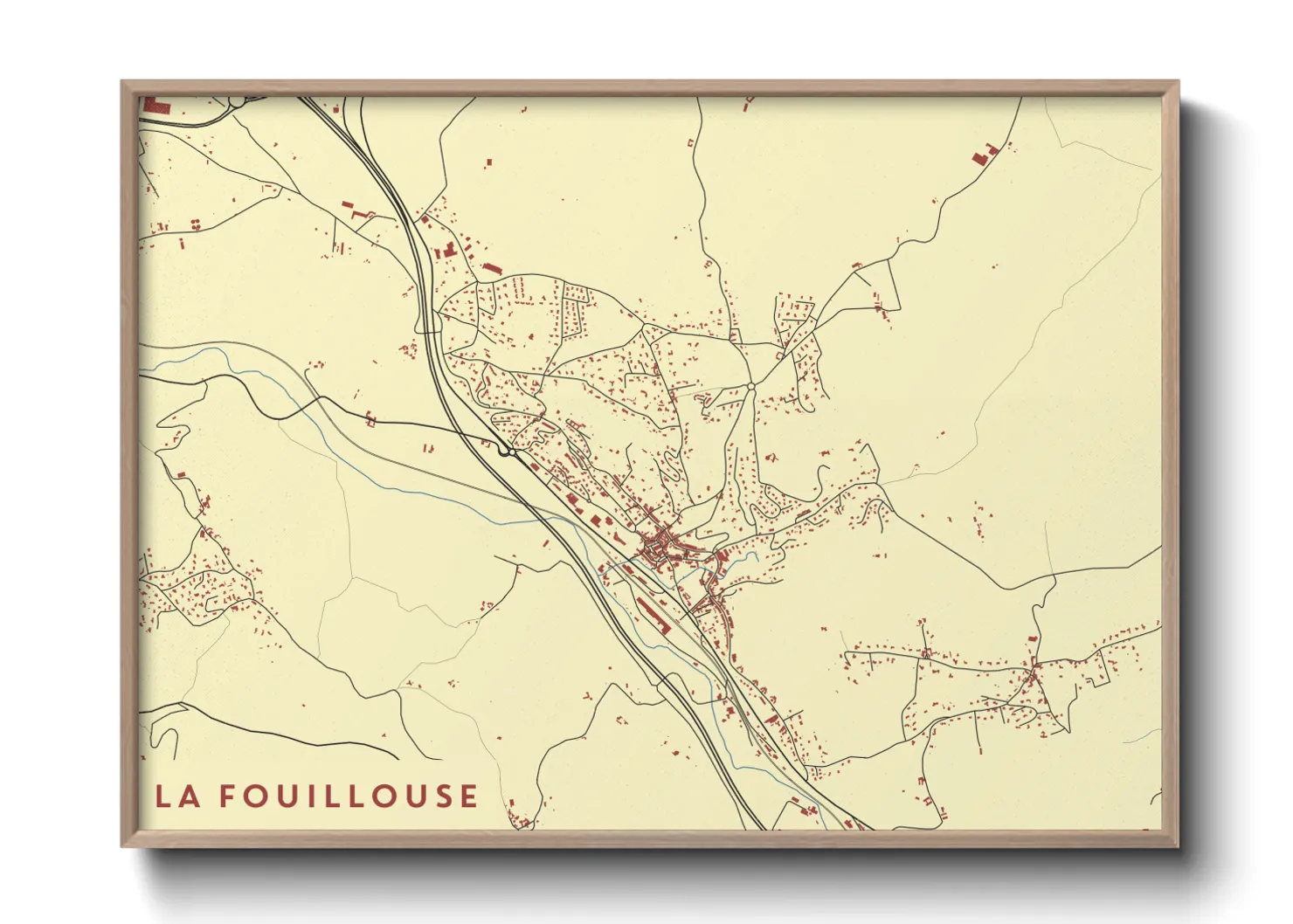 Une affiche de carte sur La Fouillouse