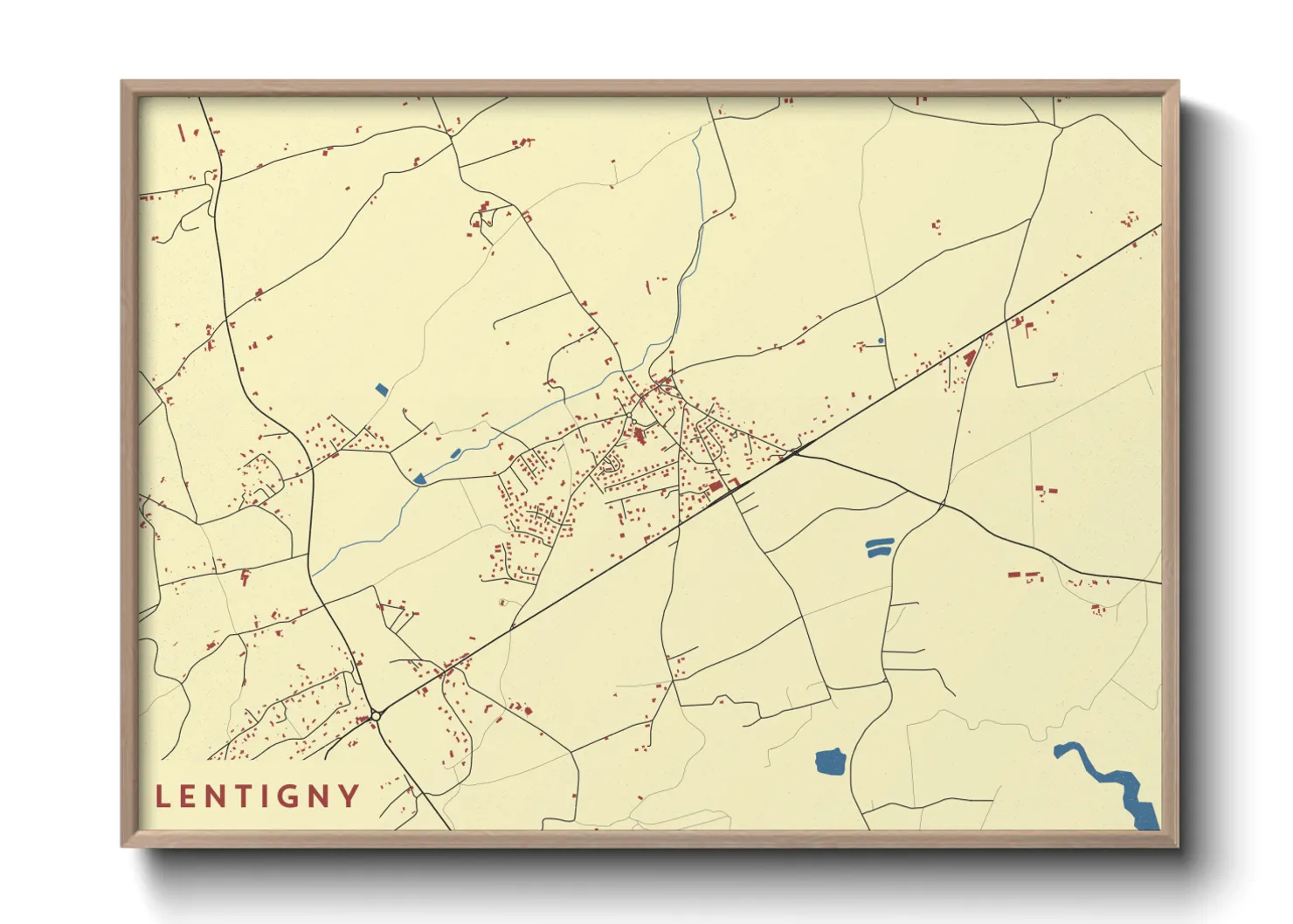 Une affiche de carte sur Lentigny