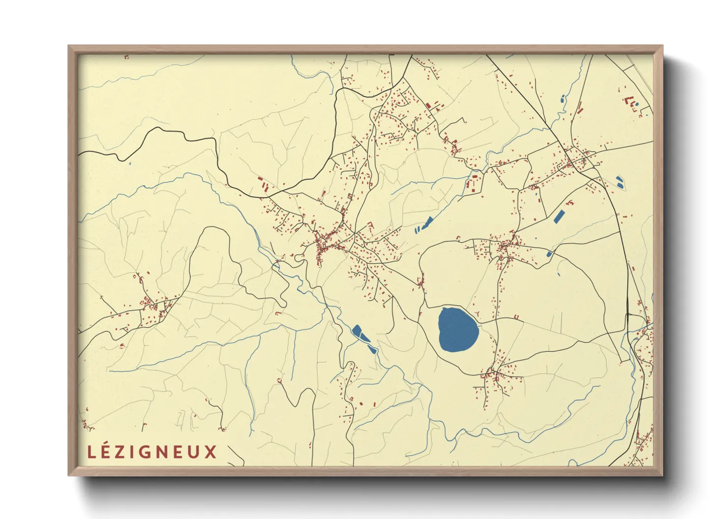 Une affiche de carte sur Lézigneux
