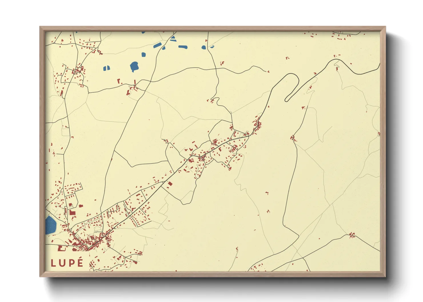 Une affiche de carte sur Lupé