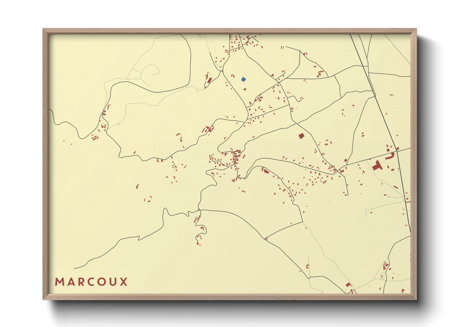Une affiche de carte sur Marcoux