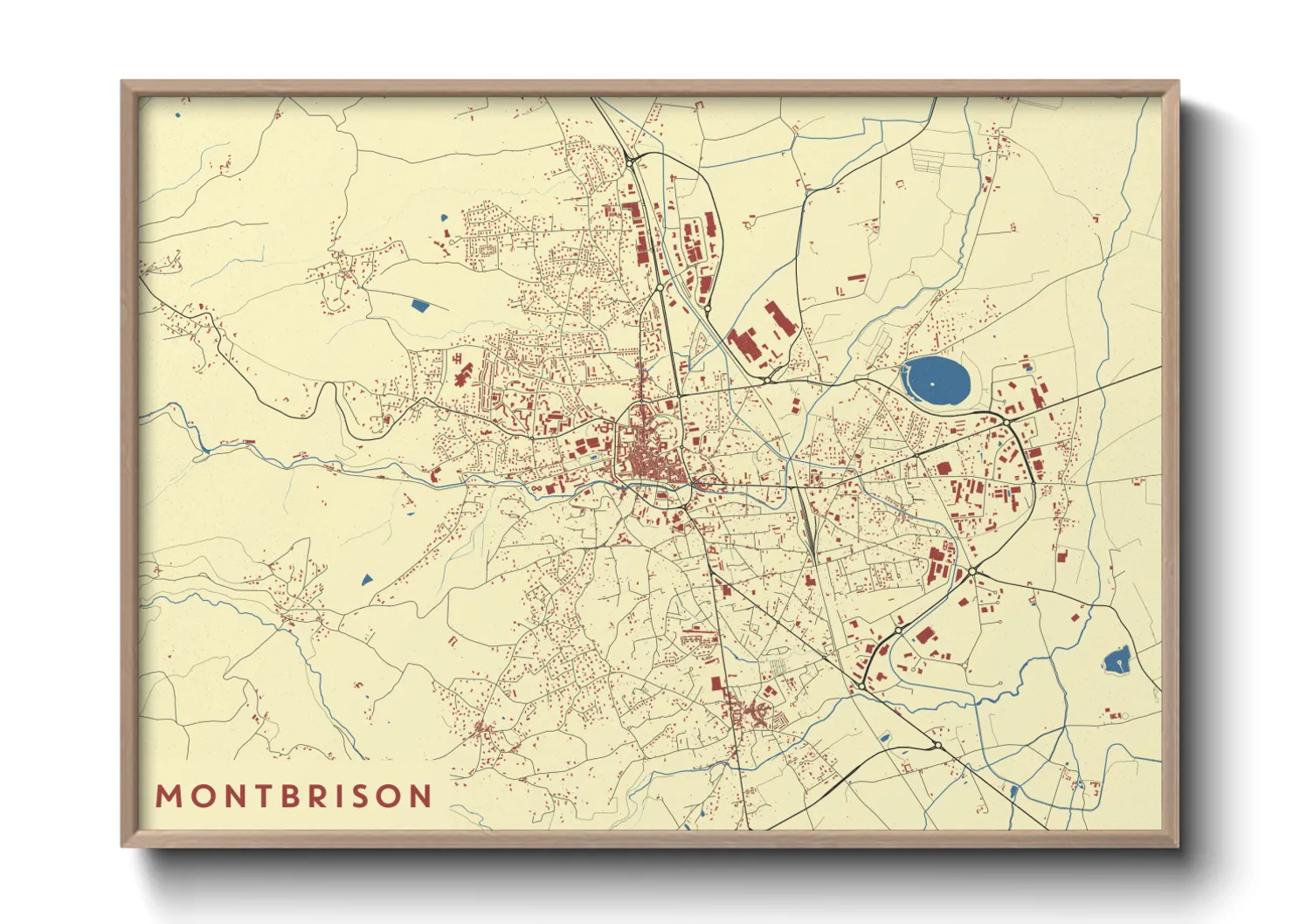 Une affiche de carte sur Montbrison
