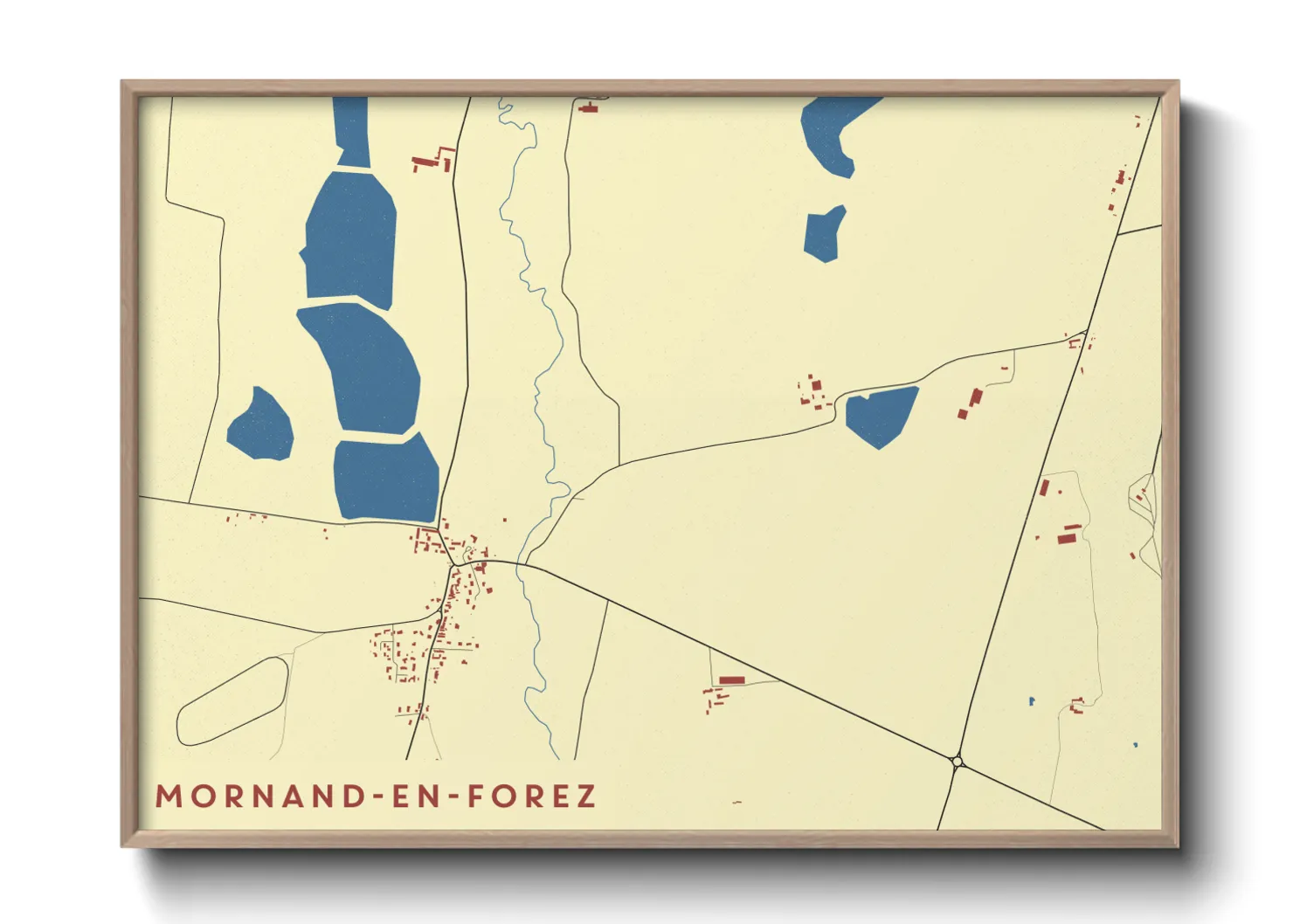 Une affiche de carte sur Mornand-en-Forez