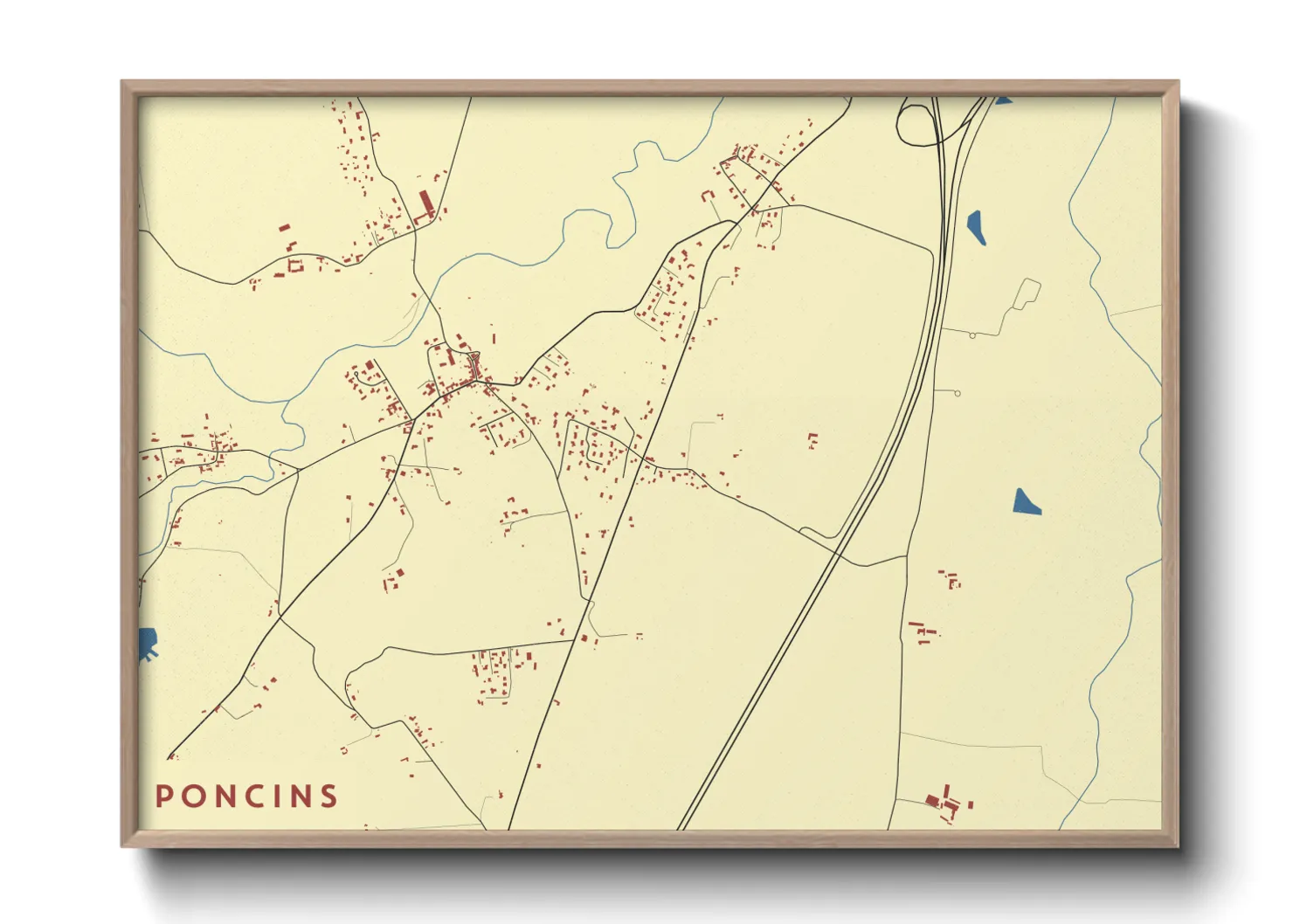 Une affiche de carte sur Poncins