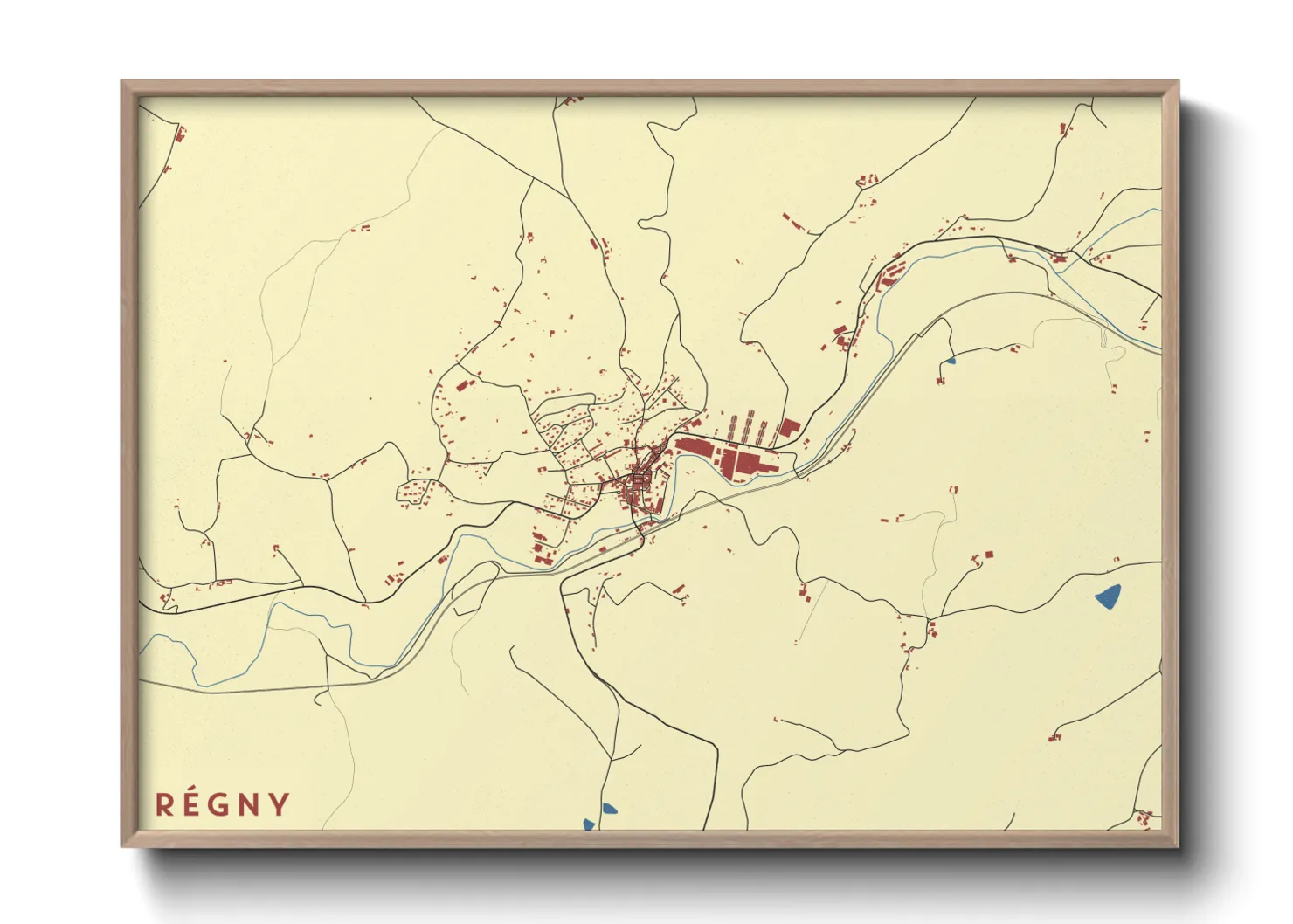 Une affiche de carte sur Régny