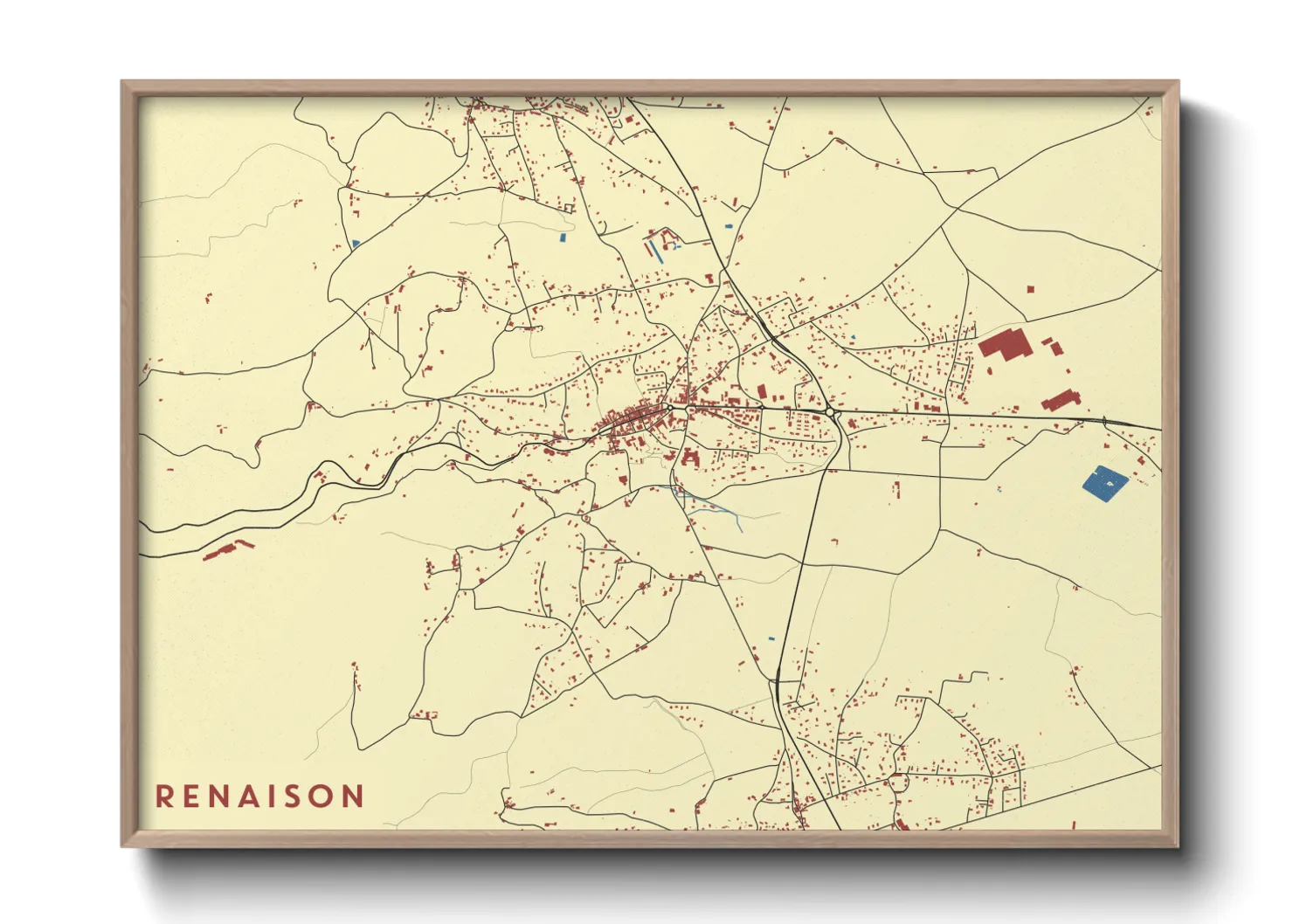 Une affiche de carte sur Renaison