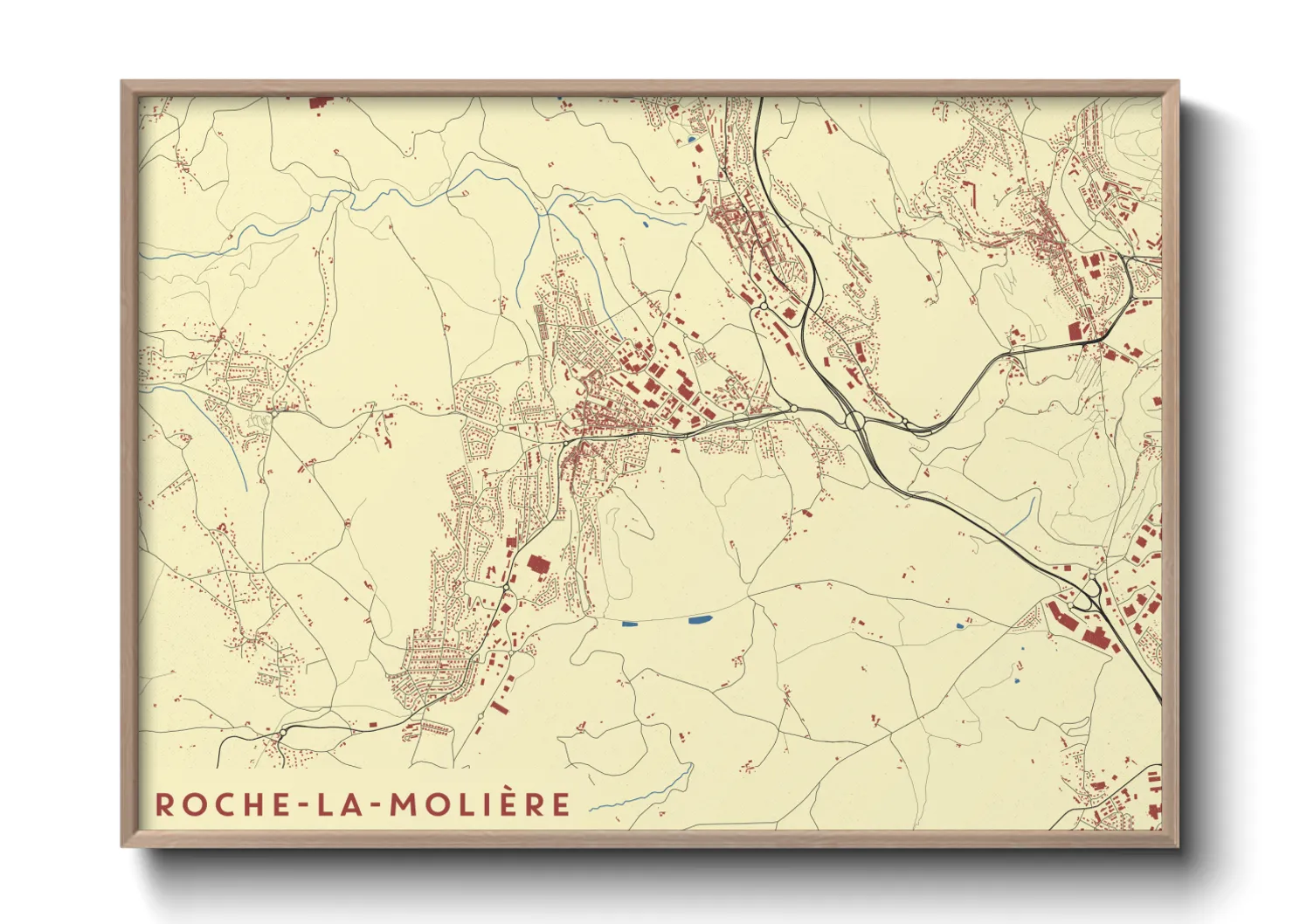 Une affiche de carte sur Roche-la-Molière