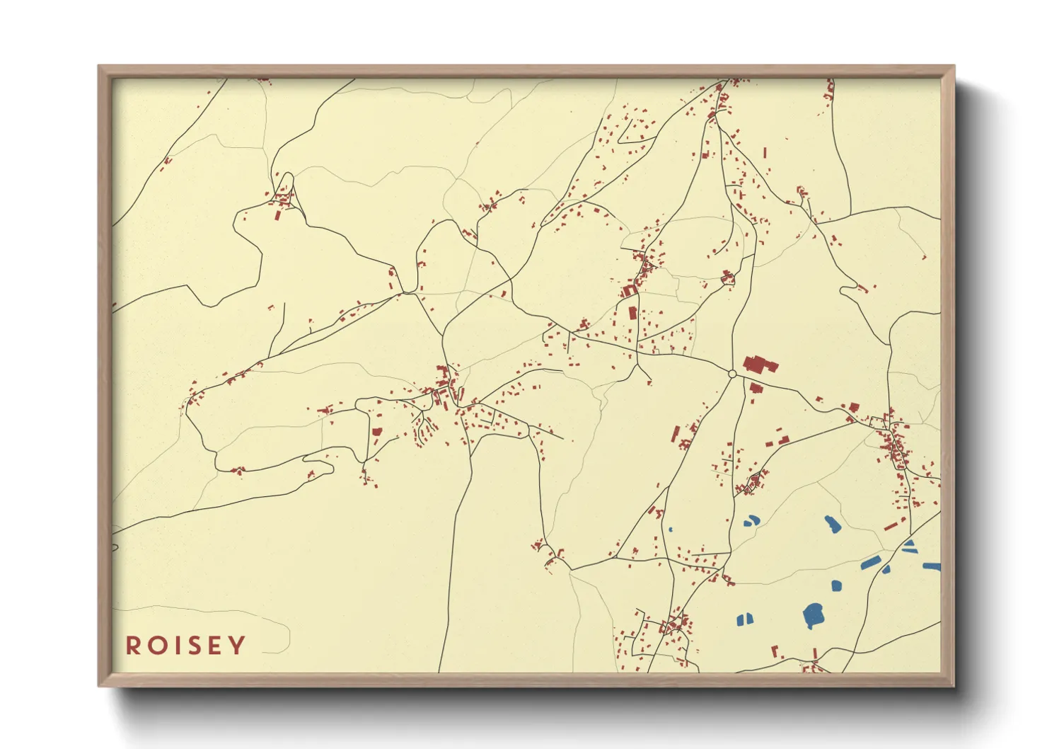 Une affiche de carte sur Roisey
