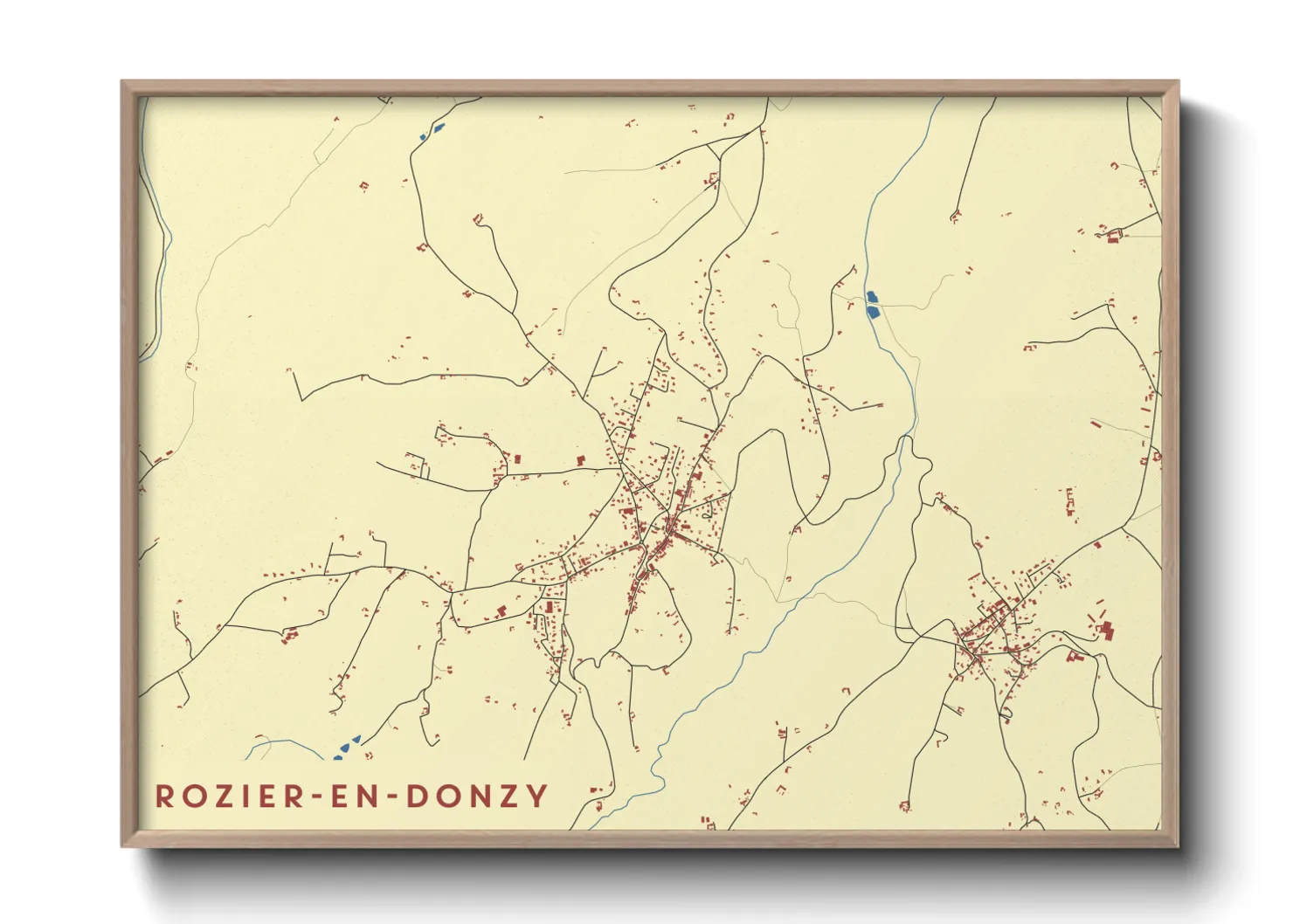 Une affiche de carte sur Rozier-en-Donzy