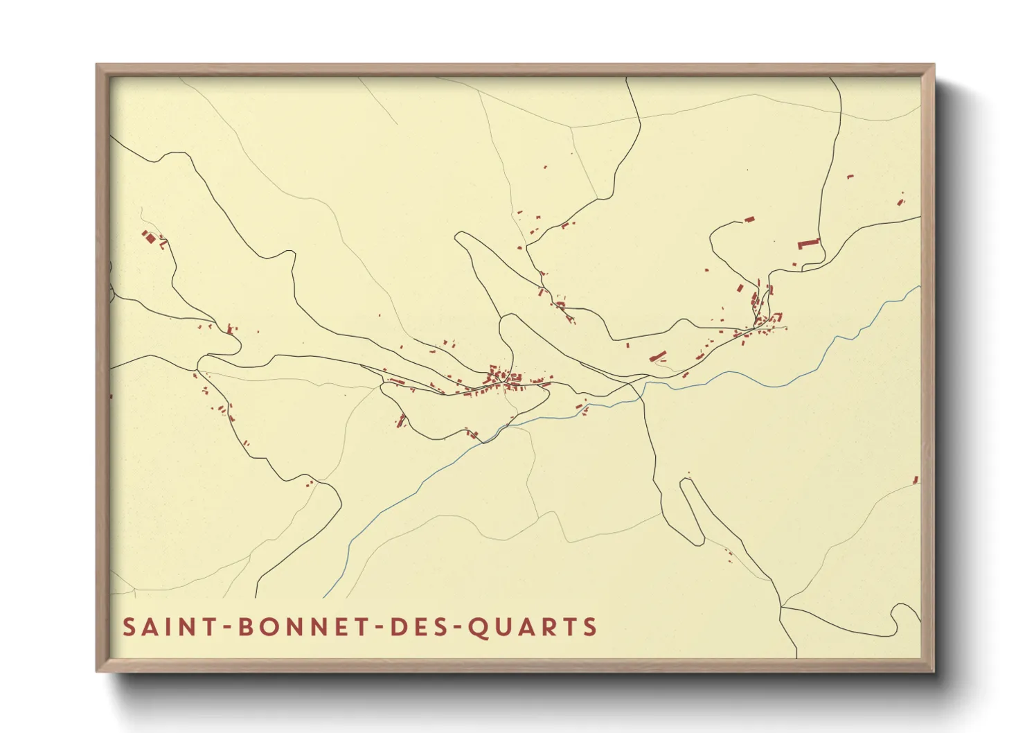 Une affiche de carte sur Saint-Bonnet-des-Quarts