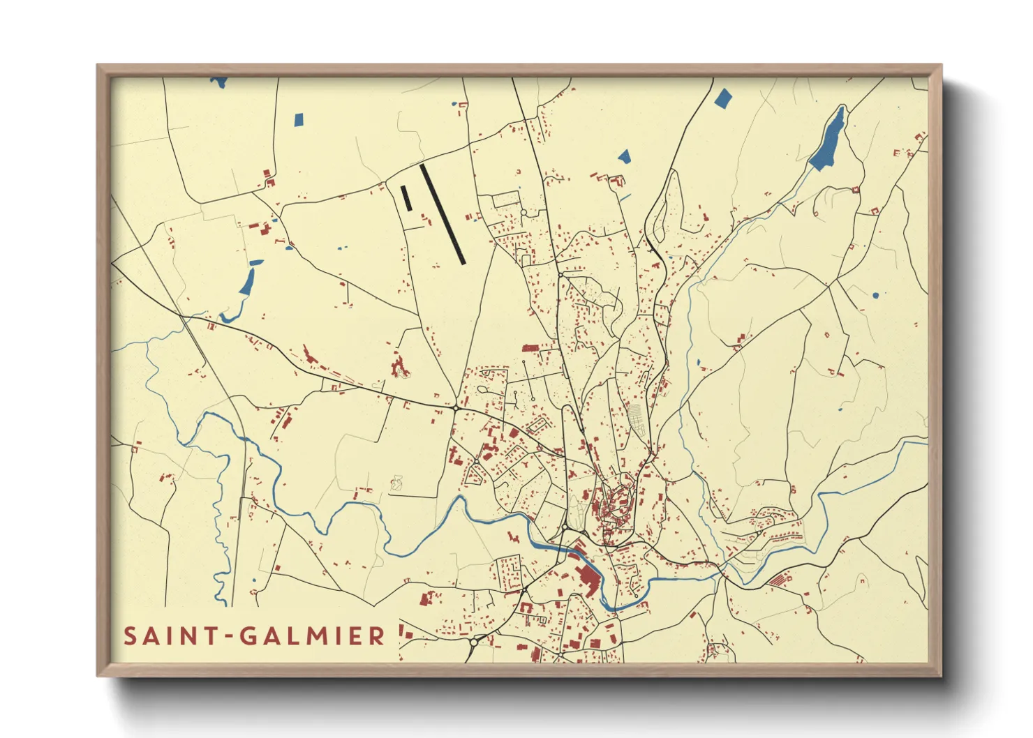 Une affiche de carte sur Saint-Galmier