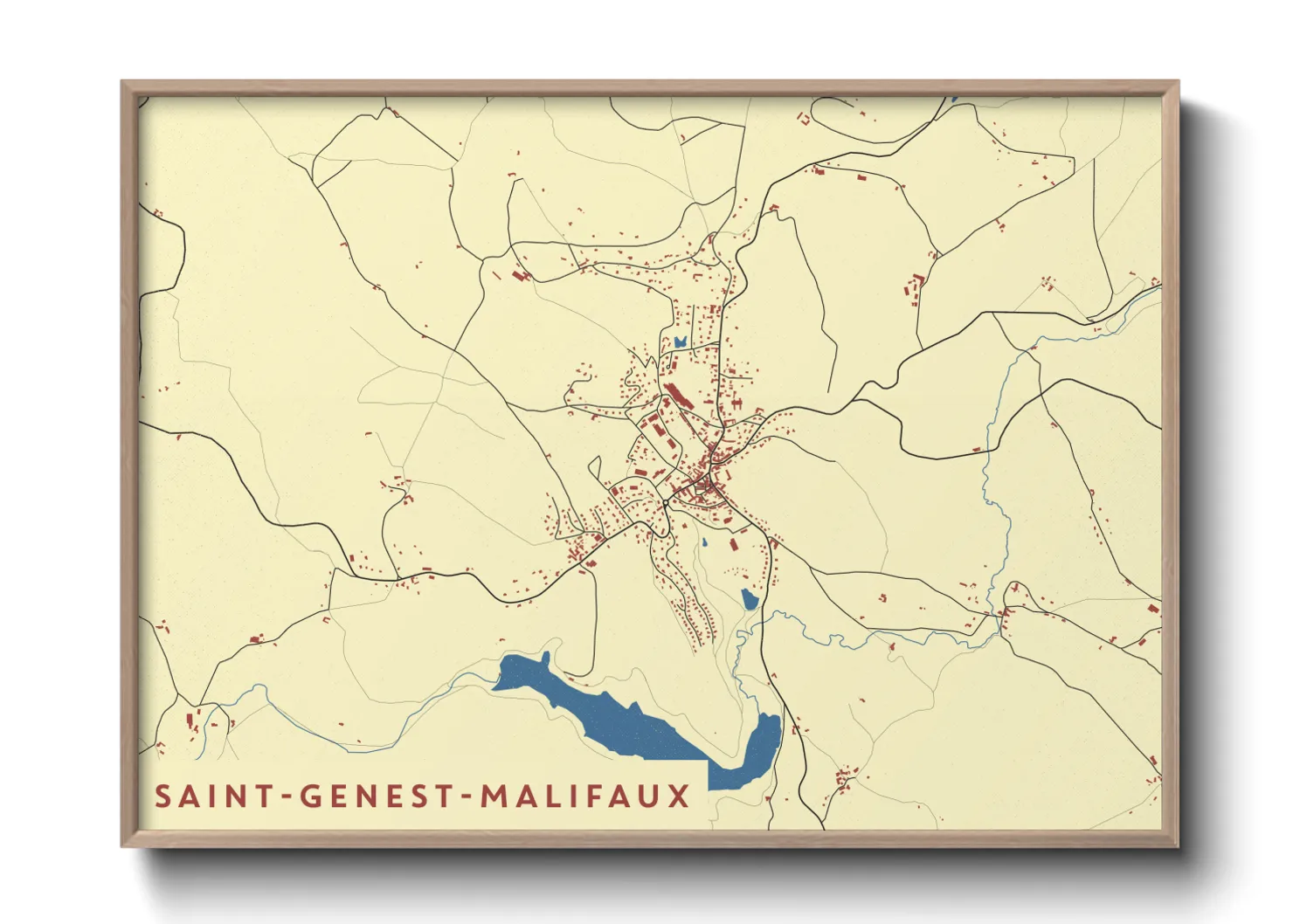 Une affiche de carte sur Saint-Genest-Malifaux