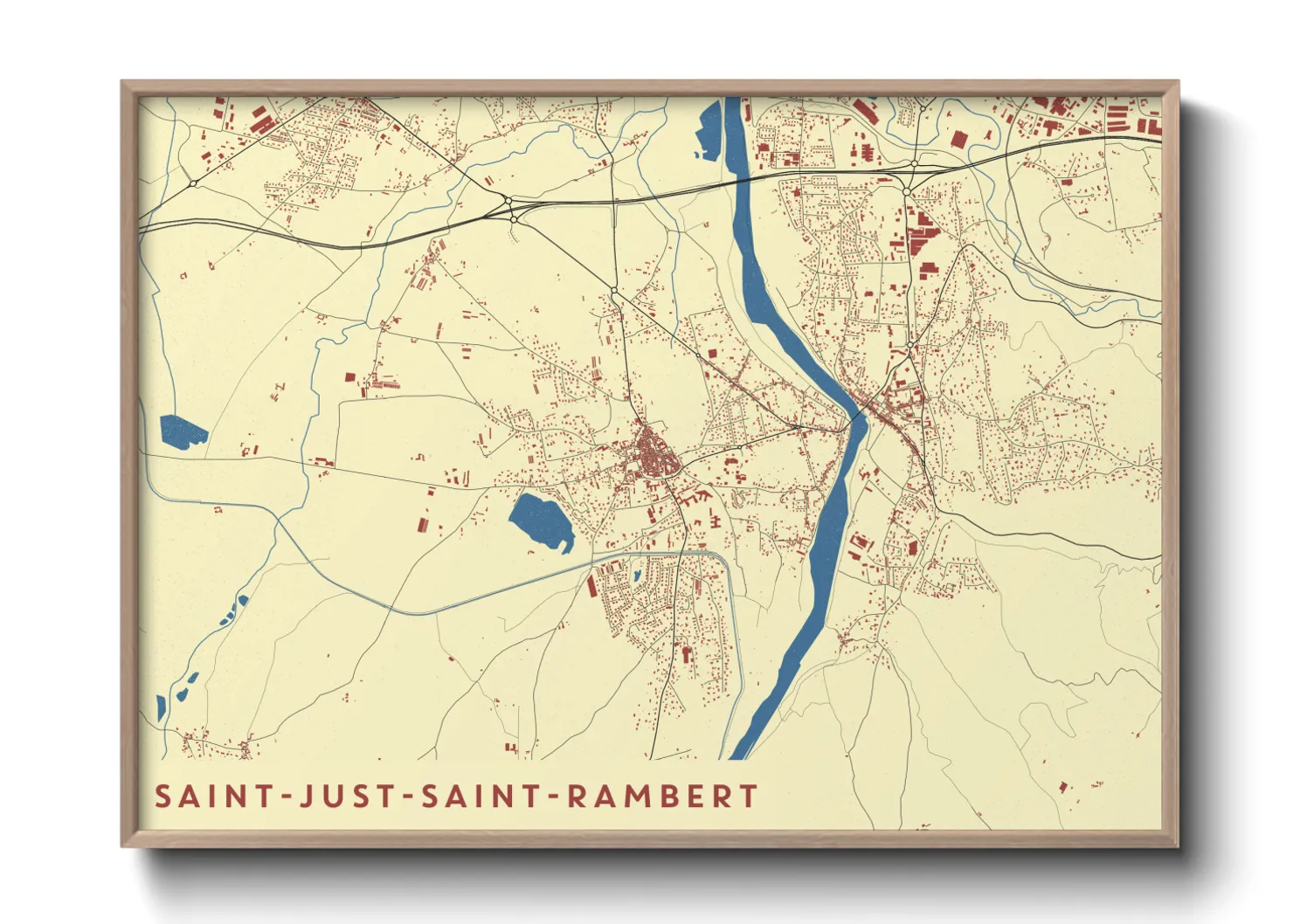 Une affiche de carte sur Saint-Just-Saint-Rambert