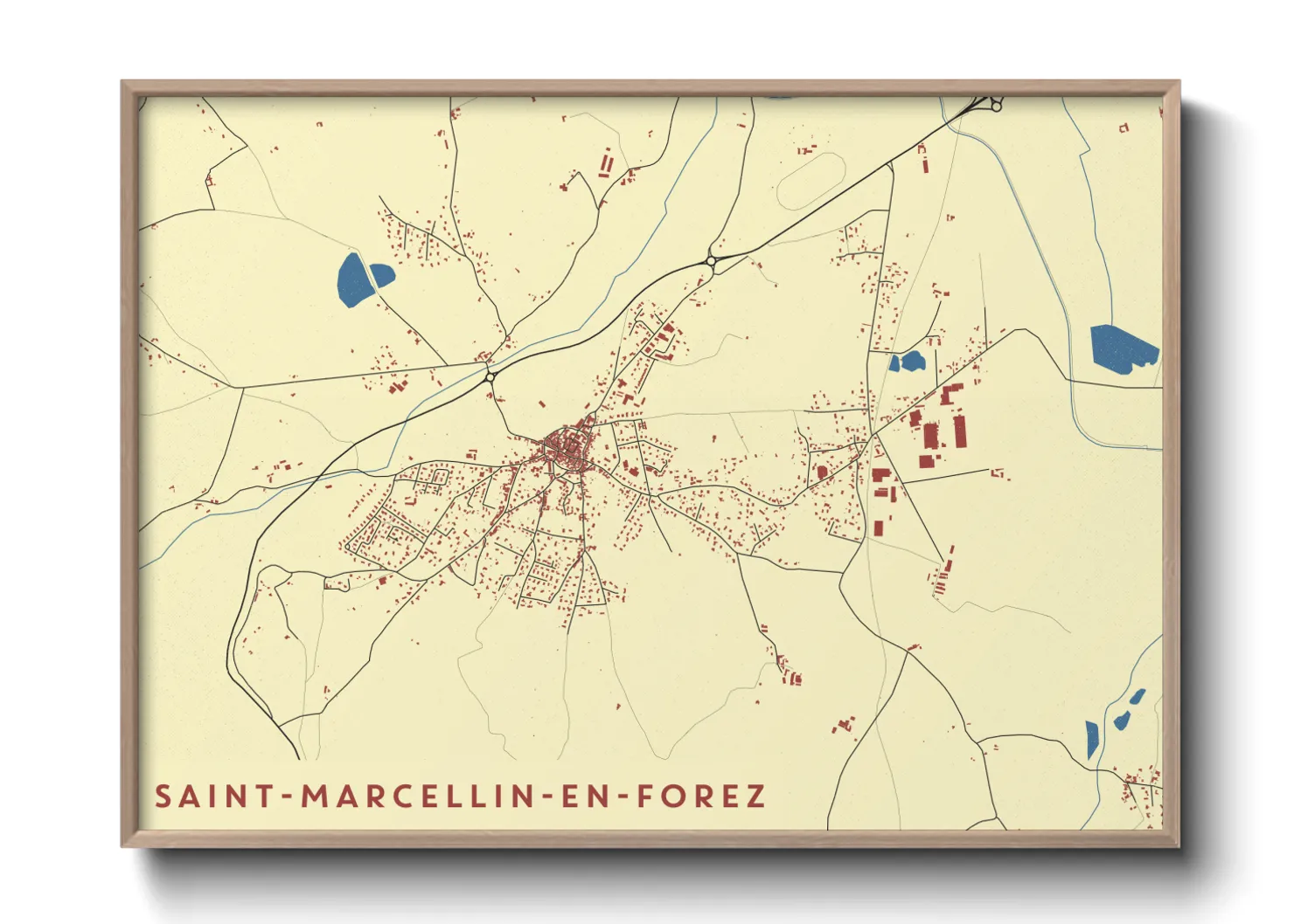 Une affiche de carte sur Saint-Marcellin-en-Forez