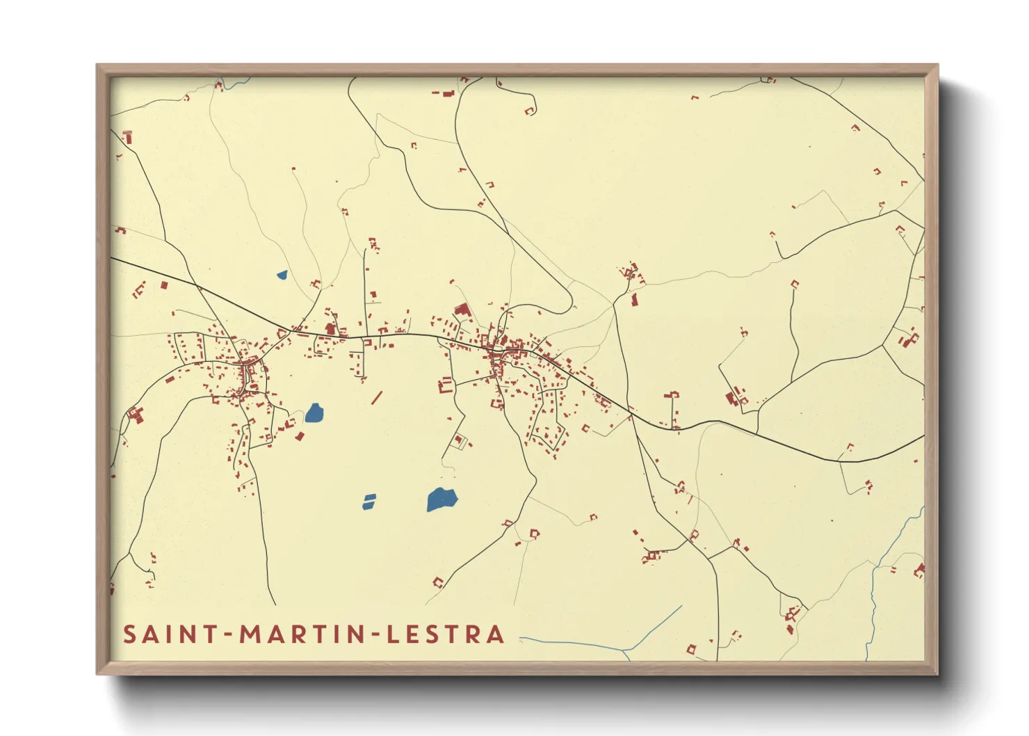 Une affiche de carte sur Saint-Martin-Lestra