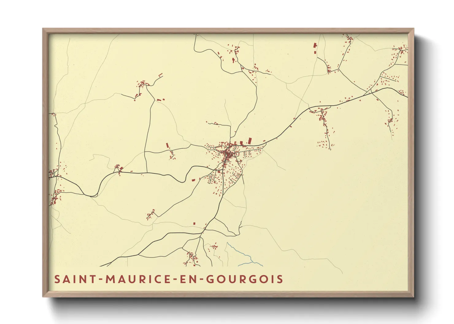 Une affiche de carte sur Saint-Maurice-en-Gourgois