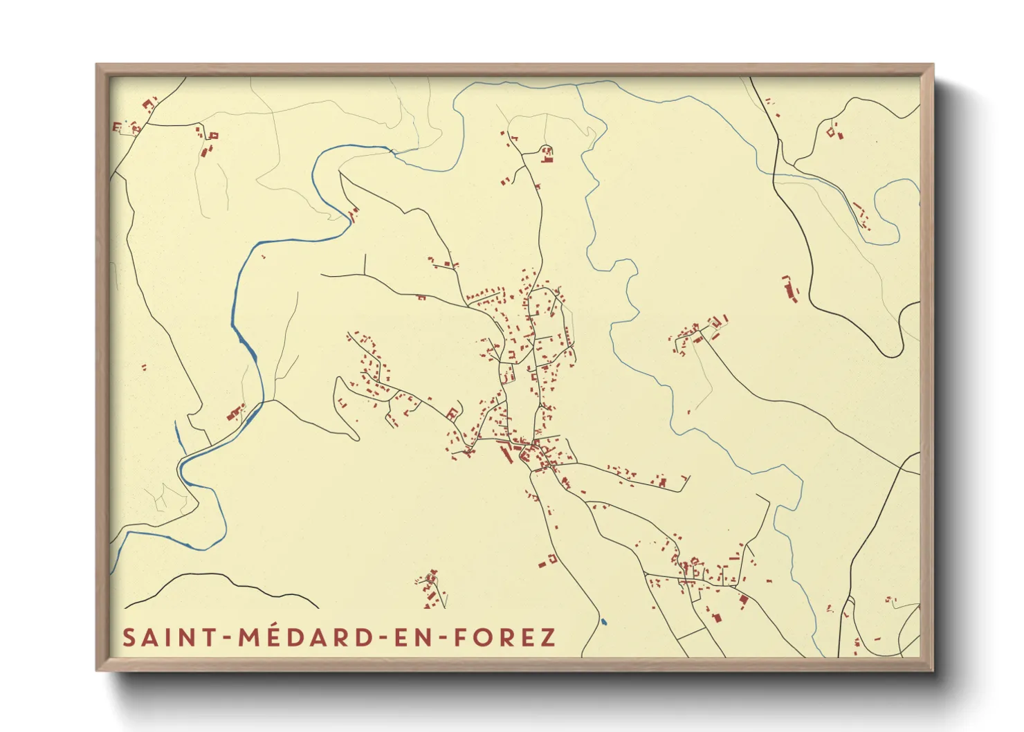 Une affiche de carte sur Saint-Médard-en-Forez