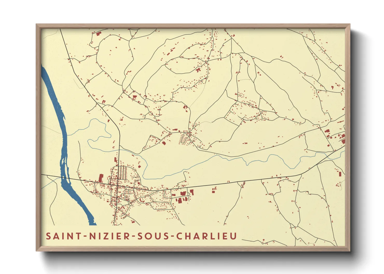 Une affiche de carte sur Saint-Nizier-sous-Charlieu