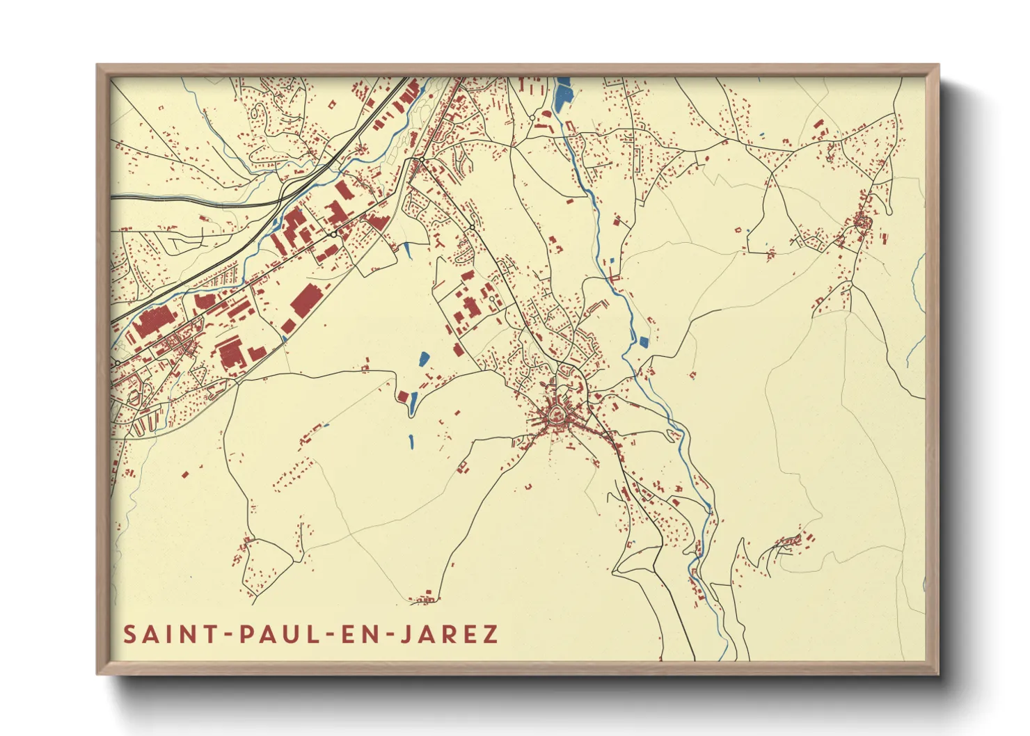 Une affiche de carte sur Saint-Paul-en-Jarez