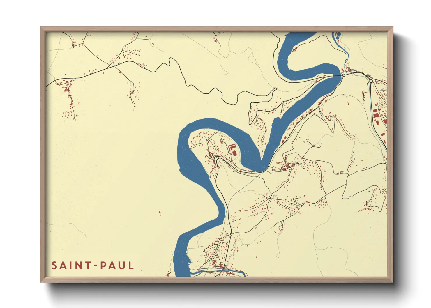 Une affiche de carte sur Saint-Paul