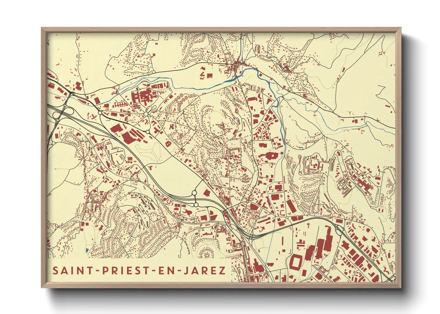 Une affiche de carte sur Saint-Priest-en-Jarez