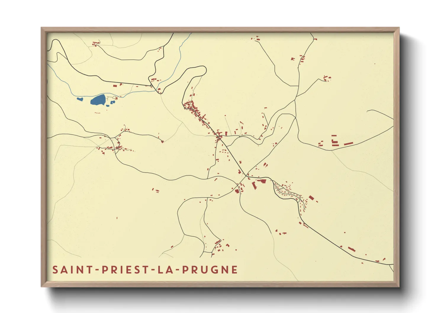 Une affiche de carte sur Saint-Priest-la-Prugne