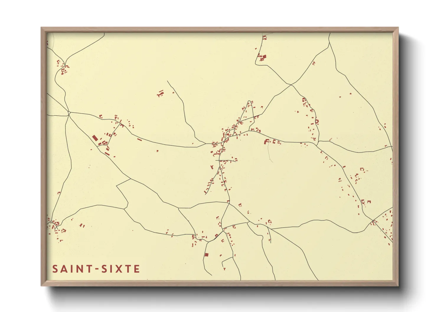 Une affiche de carte sur Saint-Sixte