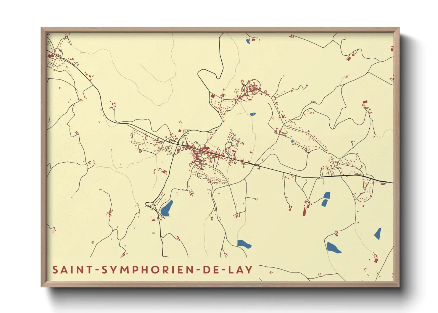 Une affiche de carte sur Saint-Symphorien-de-Lay